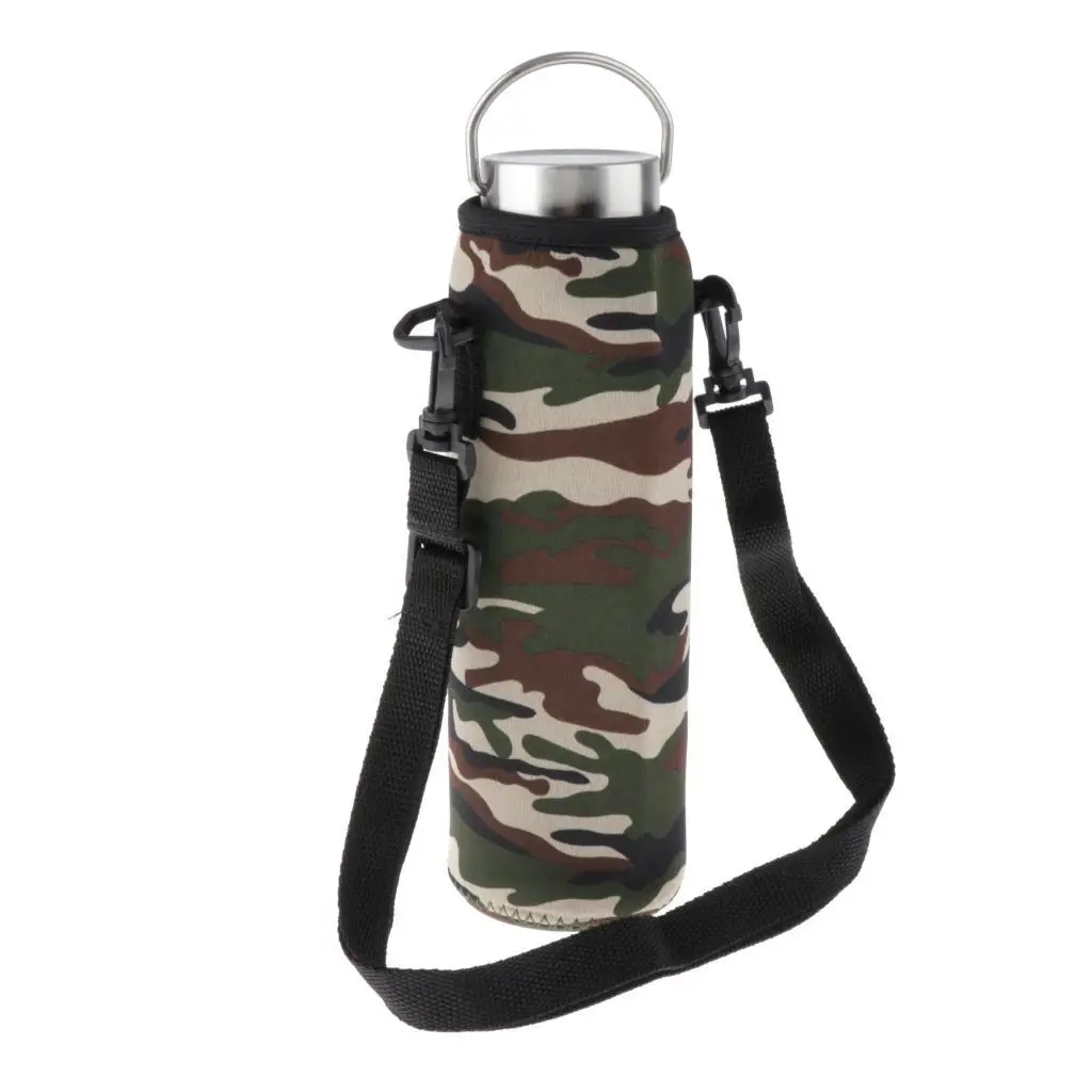2x Water Bottle Tumbler Carrier Bag  Protective Pouch Adjustable Shoulder Strap  for Stainless Steel, Glass, Or Bottles