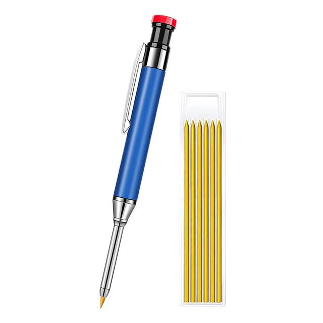 Metal Solid Carpenter Pencils Set Deep Hole Mechanical Pencil With Refill Marking Tool Woodworking Deep Hole Marker Pen