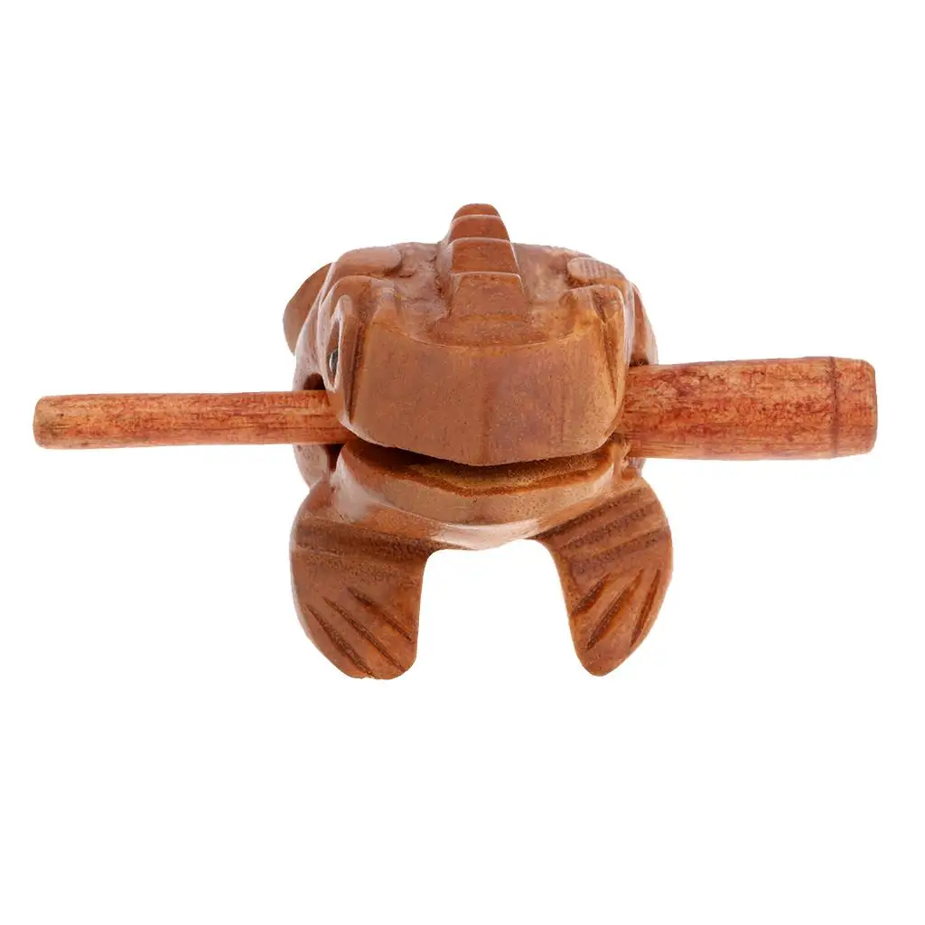 Traditional Craft Wood Luck Frog Home Office Decoration Kids Musical Toys -8cm