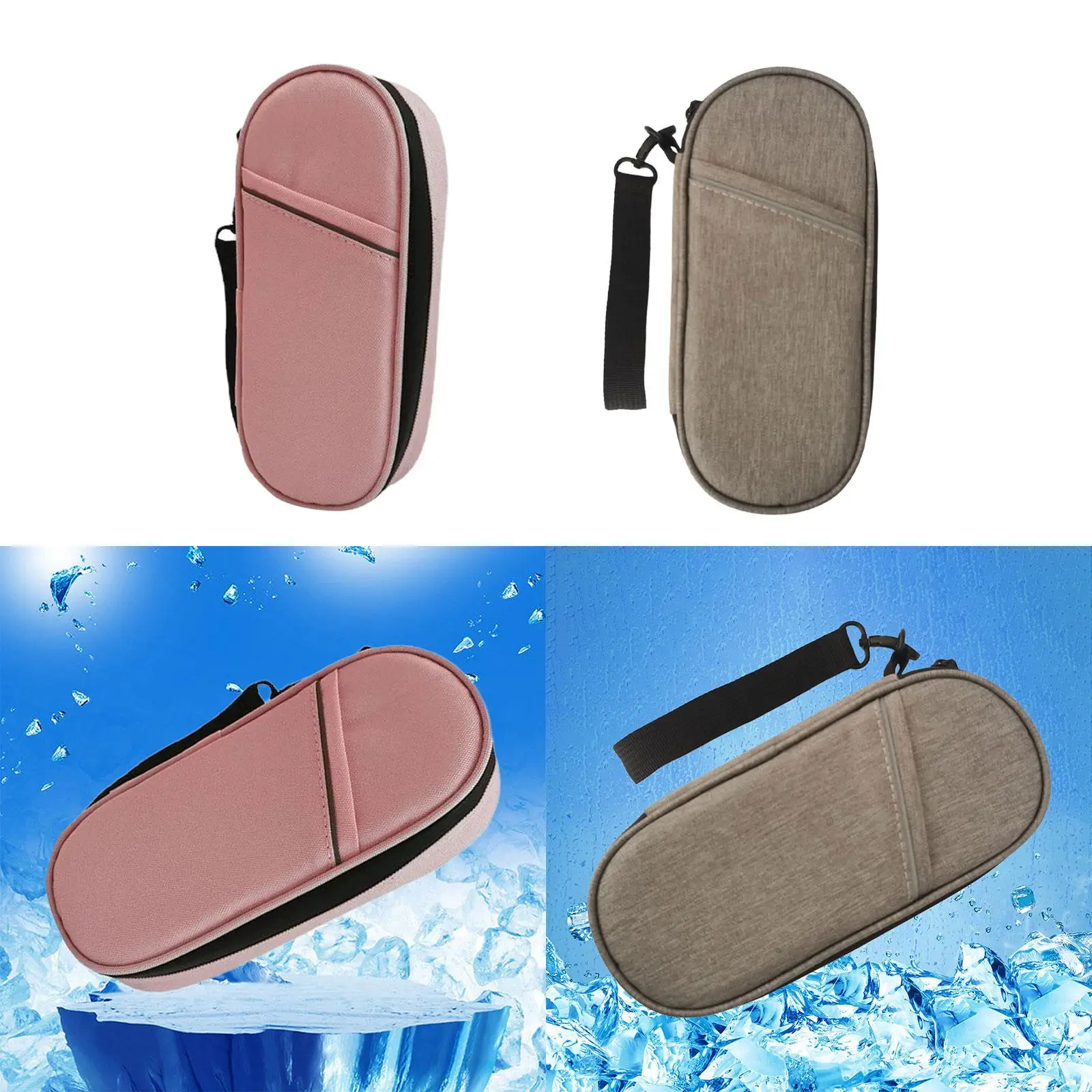 Pill Cooling Bag for Monitor Supplies Zipper Closure Travel Medication Bag Multi Layers Compact Size Medicine Bag Cooling Cases