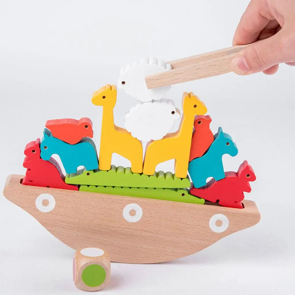 Cute Wooden Animal Balance Game Parent-Child Interaction for Children Family