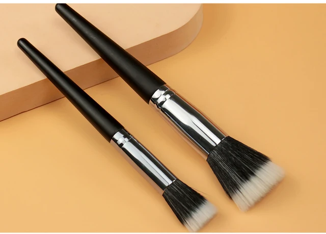 Wooden Handle Makeup Brush Double Layer Bionic Nylon Soft Fiber Hair Flat  Head Stipple Brush,for Girl Cosmetic Beauty Tool - AliExpress