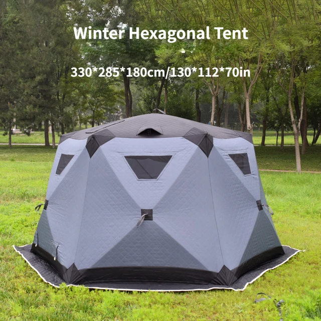YOUSKY Winter Fishing Tent Thickened Outdoors Hexagonal Tent Cotton 3-4  Person Quick Opening Camping Ice Fishing Tent - AliExpress