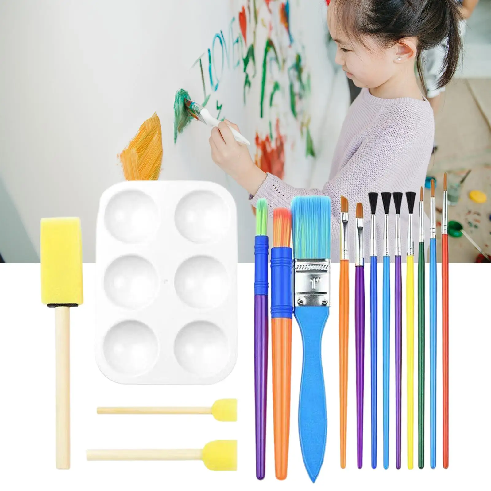 Paint Brushes with Mixing Palette Professional Durable for Painting Canvas