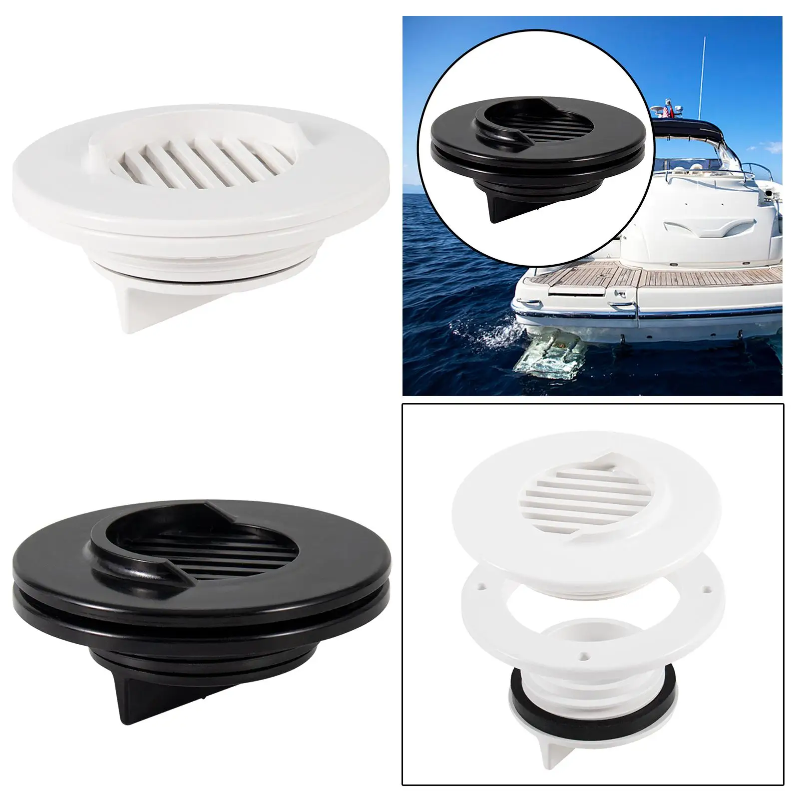 Deck Drain Plug Scupper Mount Scupper, Hull Fitting Round for Fishing Boat