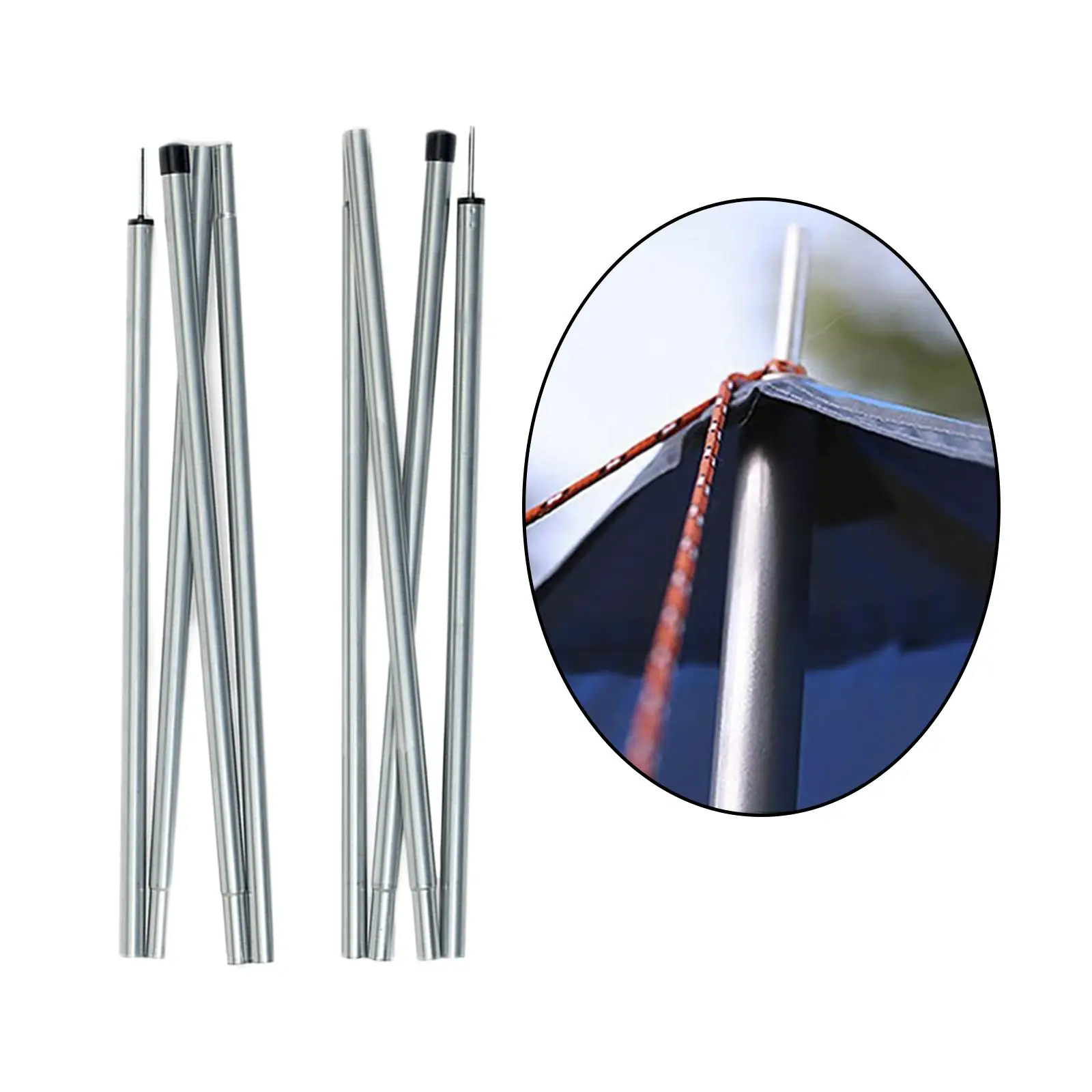 8Pcs Telescopic Tent Tarp Poles Backpacking Awning Support Tent Fly Hiking