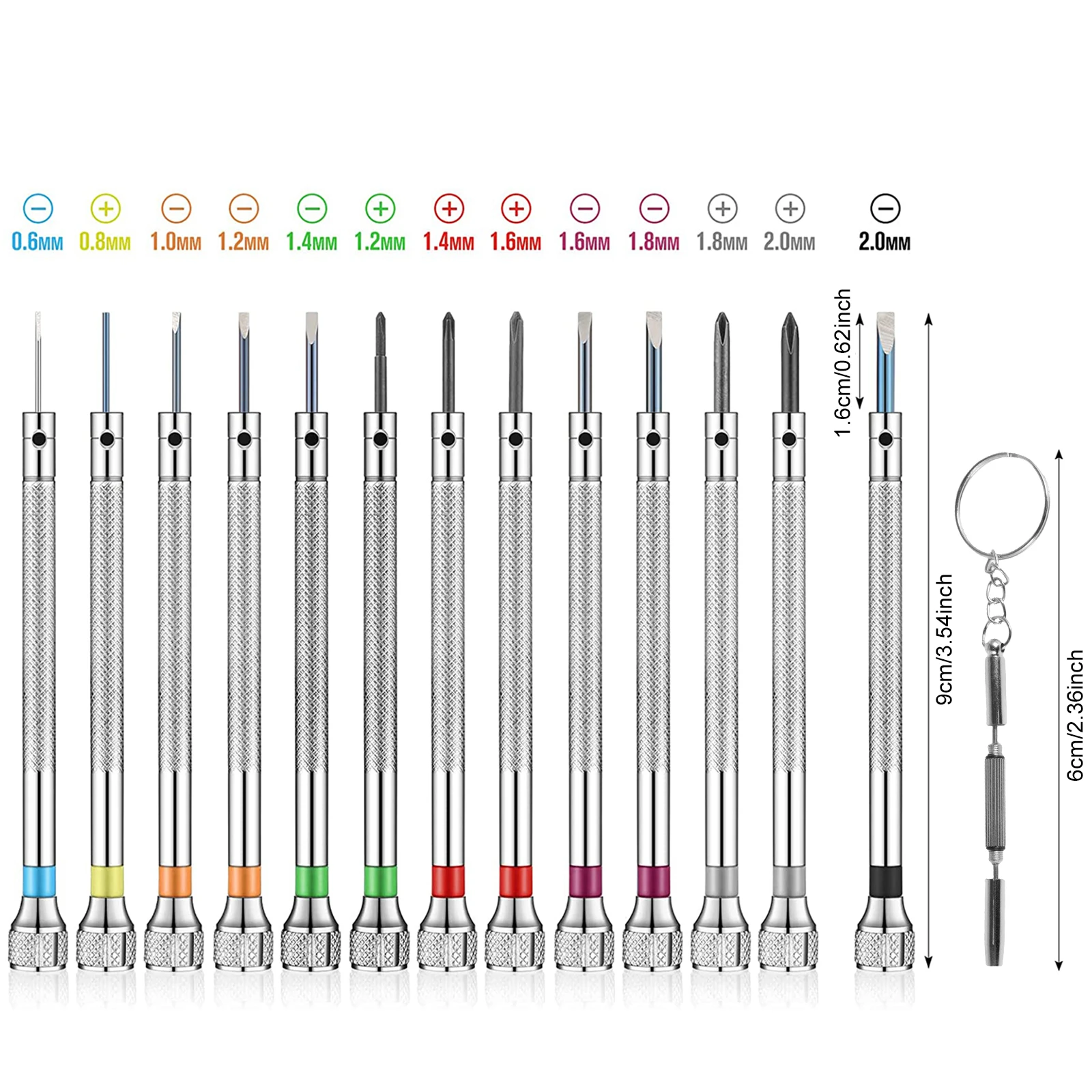 Präzisions-Schraubendreher-Set, 0,6–2,0 mm, Mikro-Kreuz-Schraubendreher-Set aus hochhartem Stahl für die Reparatur von Uhren, Brillen, Arbeiten, Elektronik – Detail 1