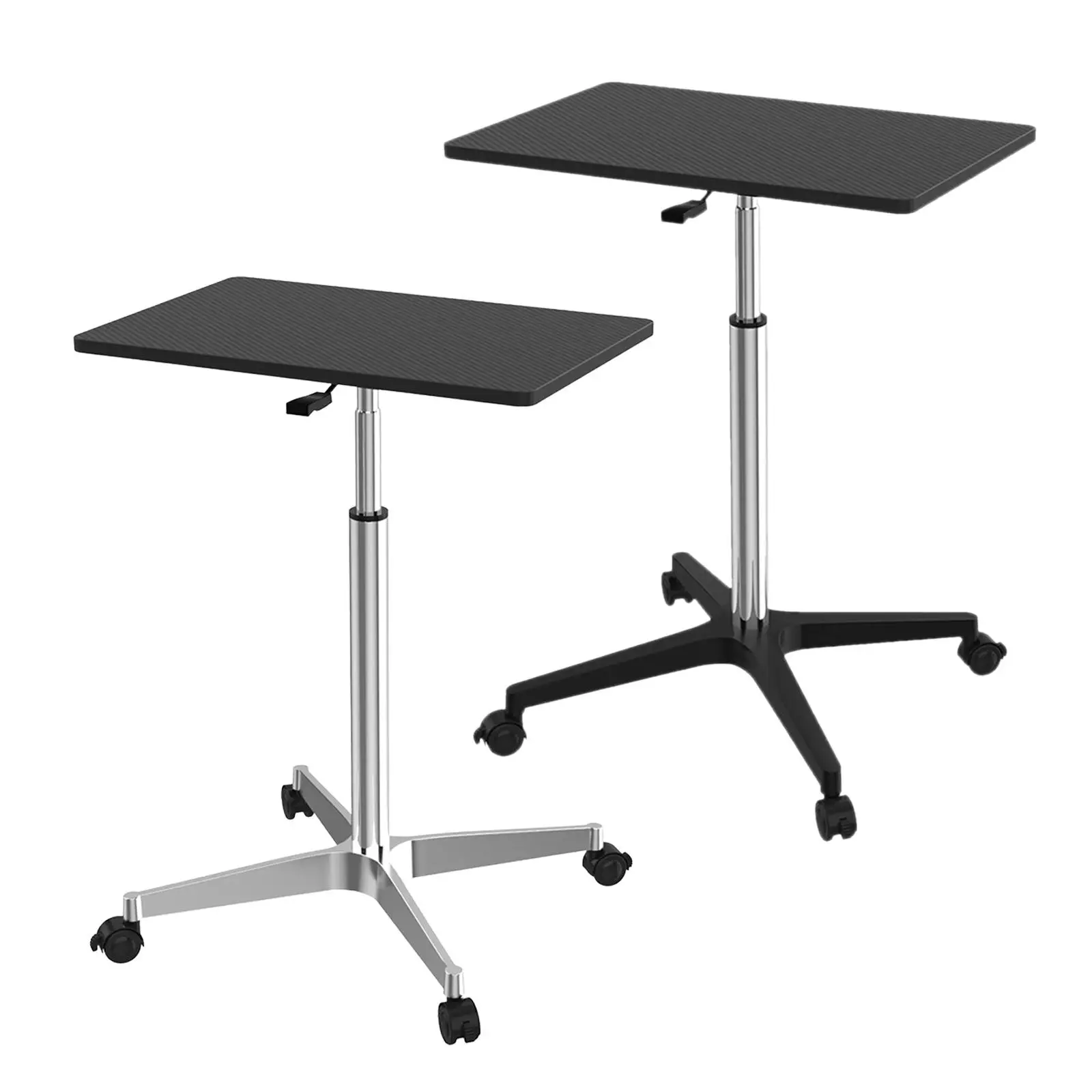 Height Adjustable Mobile Laptop Standing Desk Workstation for Offices Classrooms and Teachers Lightweight Work Table Black Color