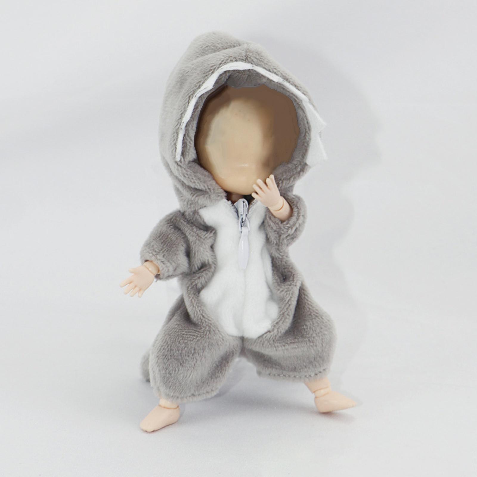 Shark Animal Monster Doll Clothes Shark Jumpsuit Cosplay Costume for 1:12 Baby Doll Accessories