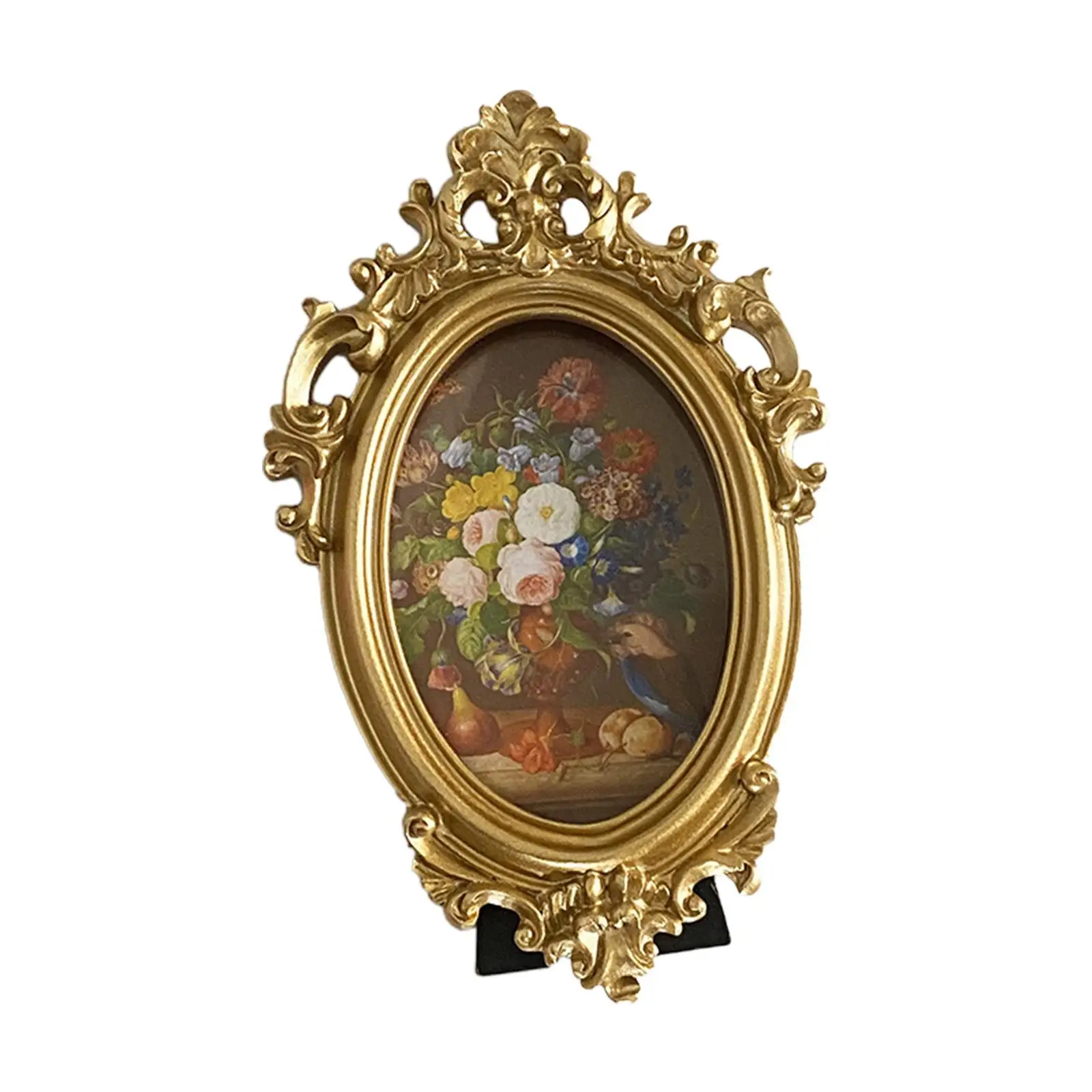 Vintage Style Photo Frame Ornate Tabletop Wall Hanging Resin Picture Frame Display Holder Stand for Home Wedding Hallway Decor