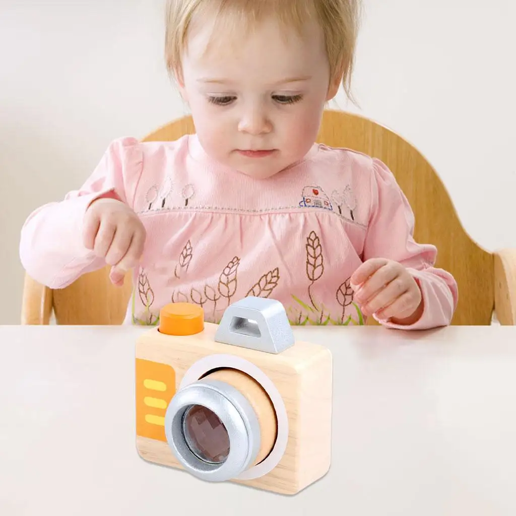Simulation Wood Baby Camera Toy Neck Hanging Nursery Toys for Toddlers