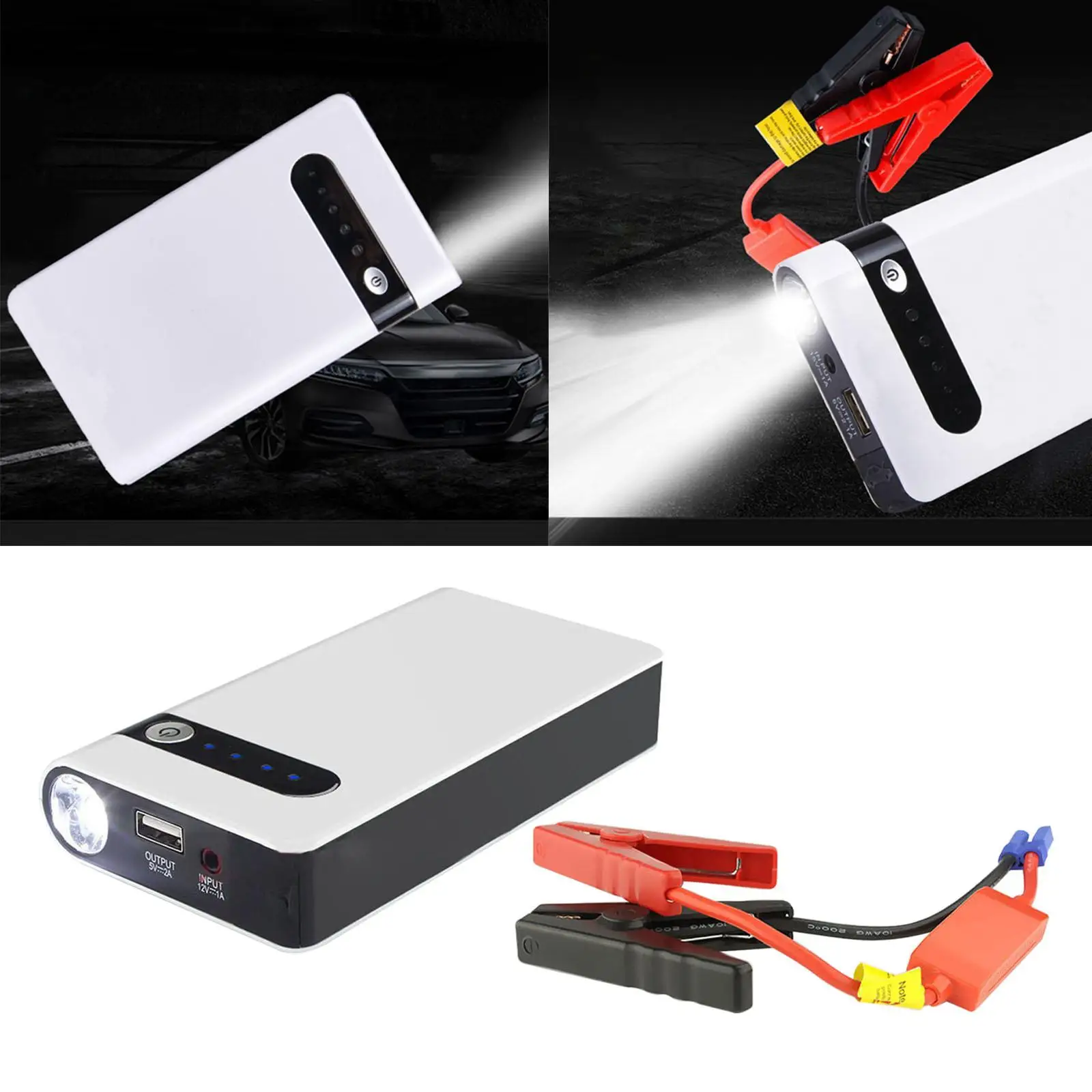Starter with Flashlight 8000mAh 12V Emergency Start Power Auto Battery Booster Power Bank Charger for Tablet