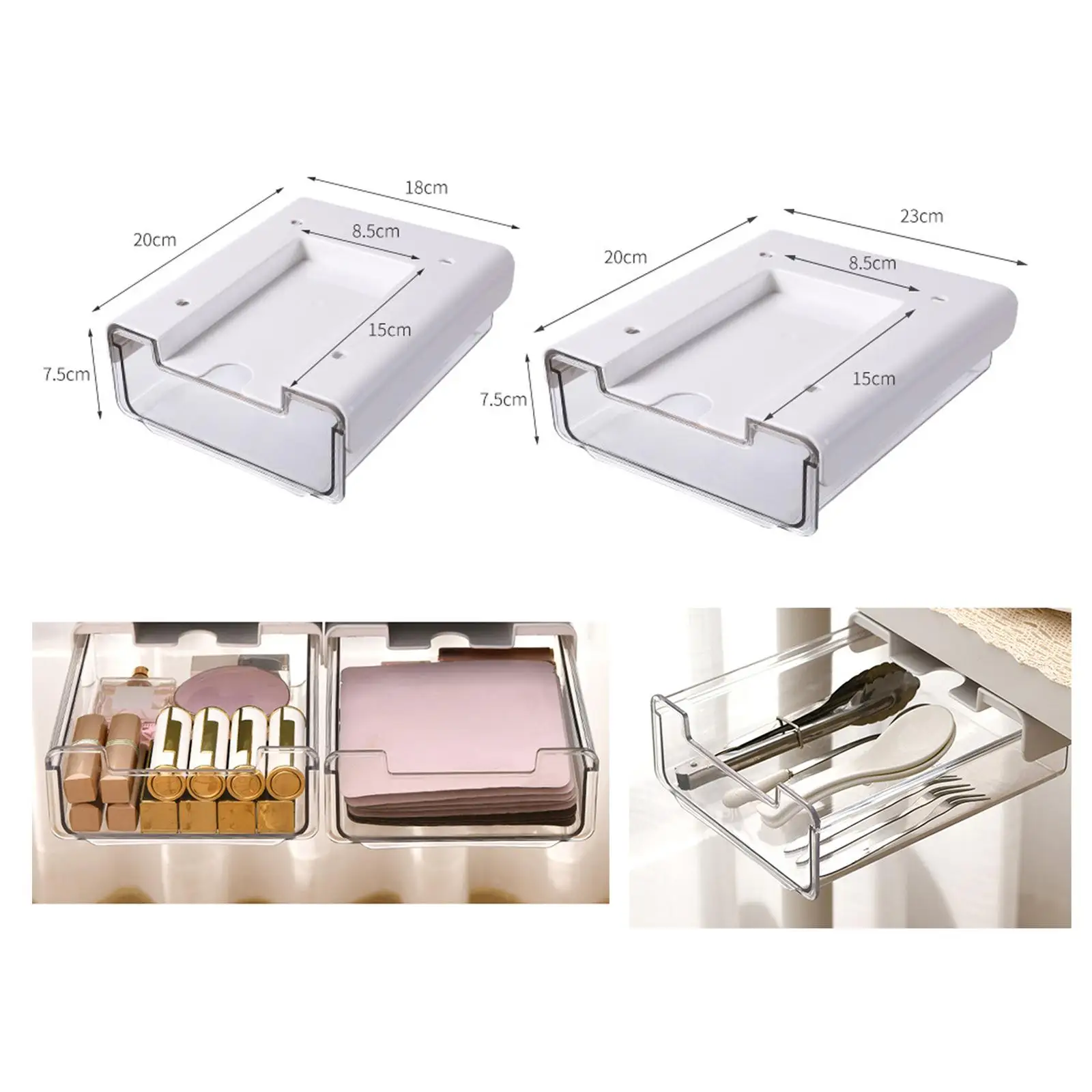 Drawer Type Storage Box Pull Out Storage Container Expandable Drawer Tray Small Self Adhesive for Storage Desktop Bathroom Home