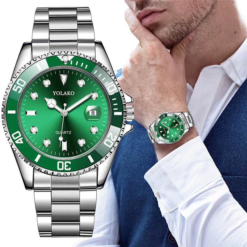 Wrist Watches for Men Lover Watches Popular Green Water Ghost Watch Men's Watch Men's Watch Calendar Steehigh-grade Quartz Watch
