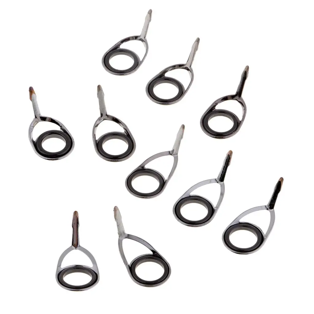 10pcs Fishing Rod Eyes SIC  Rod Guides Line Rings Stainless Easy to Install