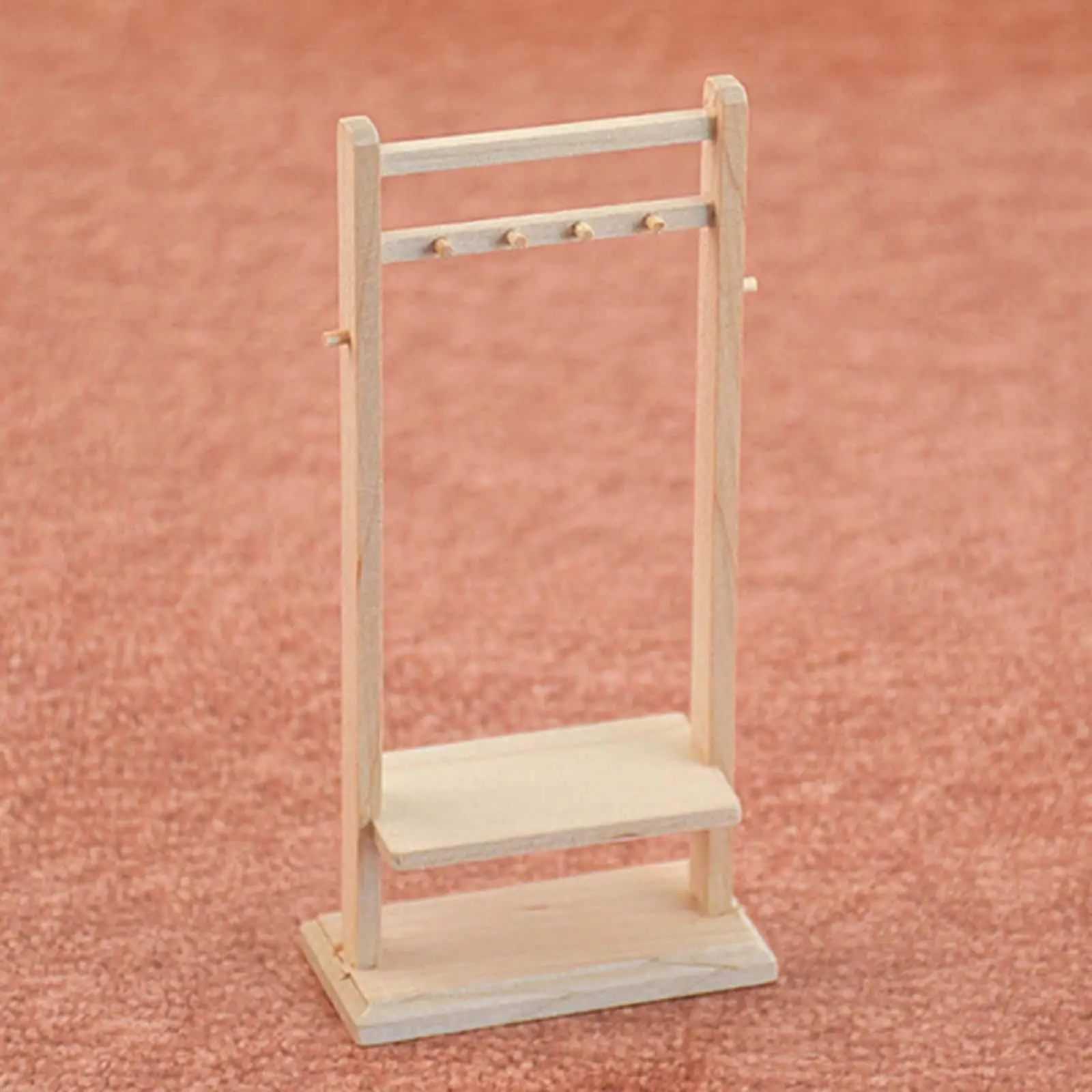 Miniature Wardrobe Handmade Dollhouse Furniture 1/12 Scale Miniature Clothes Rack for Bedroom Decor