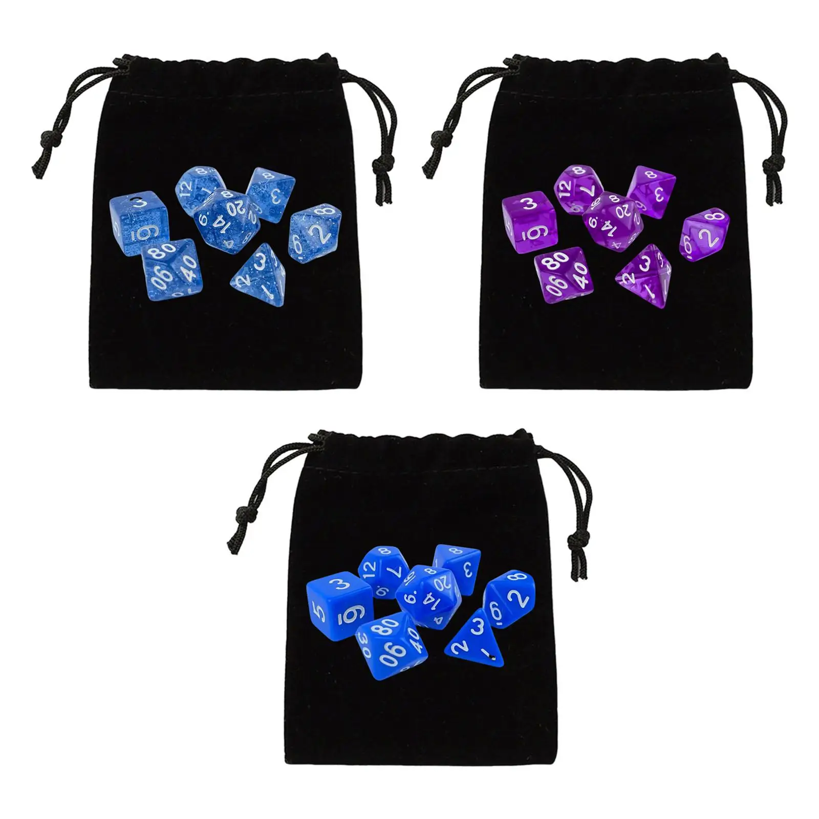 Acrylic Polyhedral Dices Set with Storage Bag Role Playing Game Dices Multicolour Dices Set for Party Game Card Game Board Game