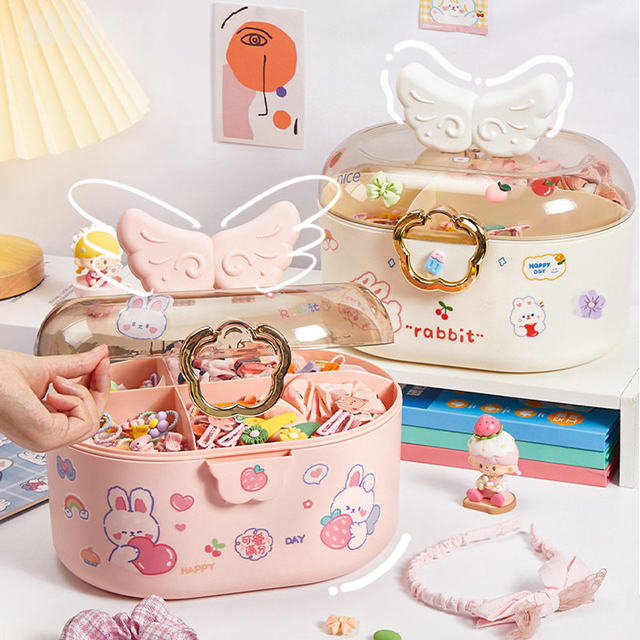 Baby Girls Hair Accessories Storage Box Hair Hoop Clip Rubber Band  Organizer Head Rope Hairpin Holder Girls Gifts Jewelry Box