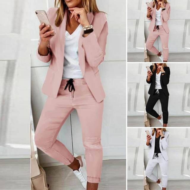 Dropship Spring Autumn Women Suits Women Temperament Slim Short Pants  Two-pieces Suit Pant Sets Women Blazer Set to Sell Online at a Lower Price