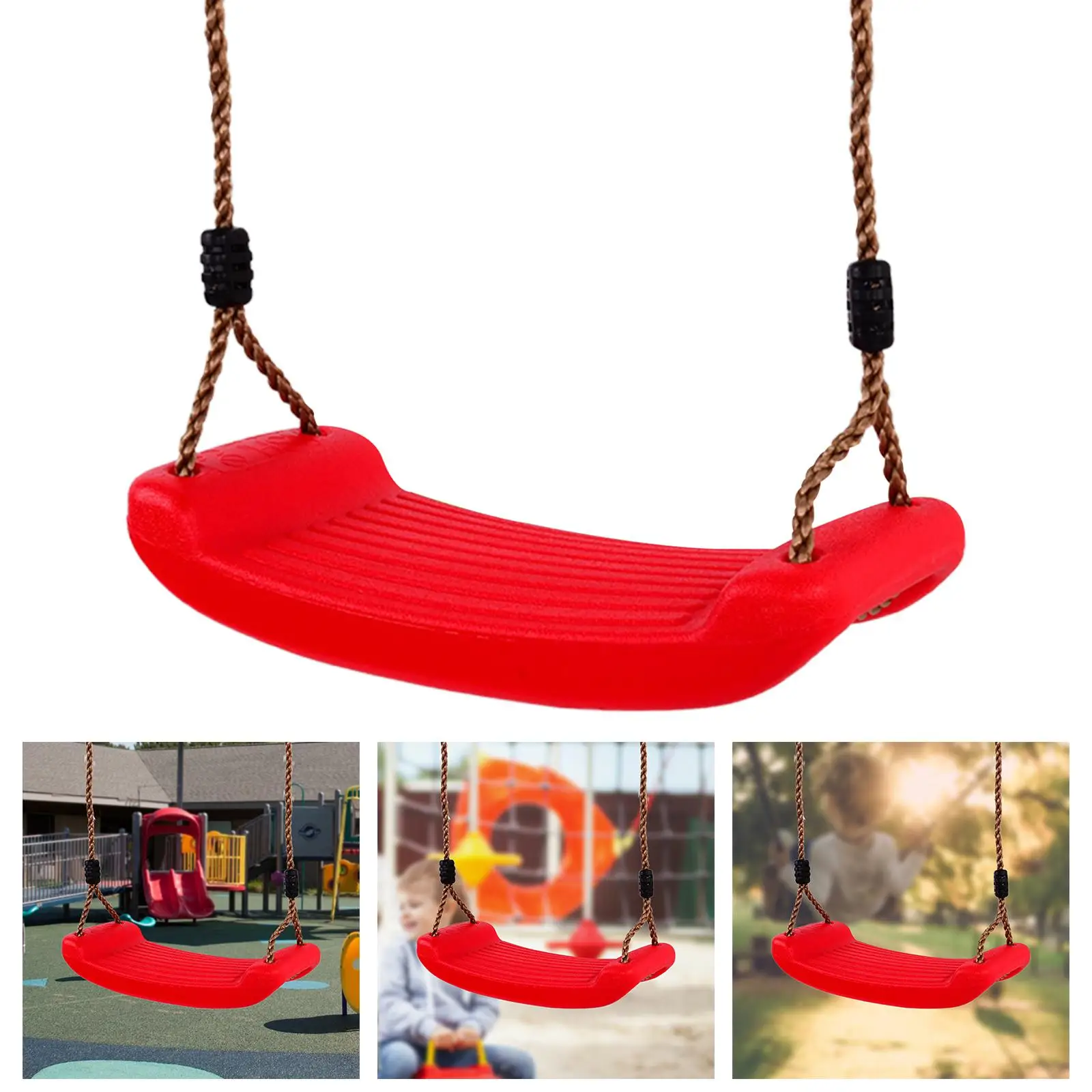 Indoor Outdoor Toys Curved Board Swing Chair Flying Toy Garden Swing Kids Hanging Seat Toys with Height Adjustable Ropes