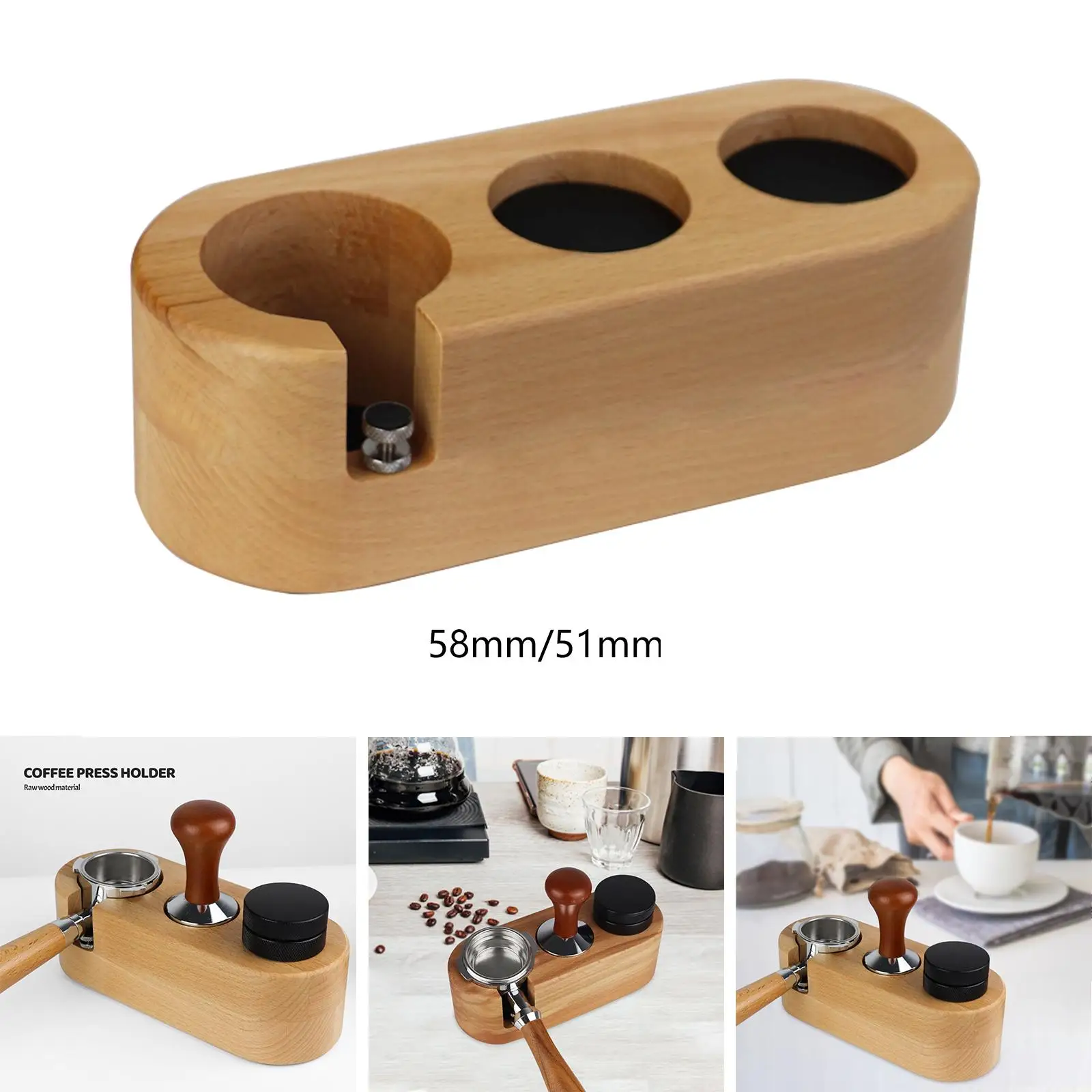 Coffee Tamper Stand Anti Skid Pads Coffee Accessories Adjustable Multi Hole Coffee Tamper Holder for Coffee Maker Barista Bar