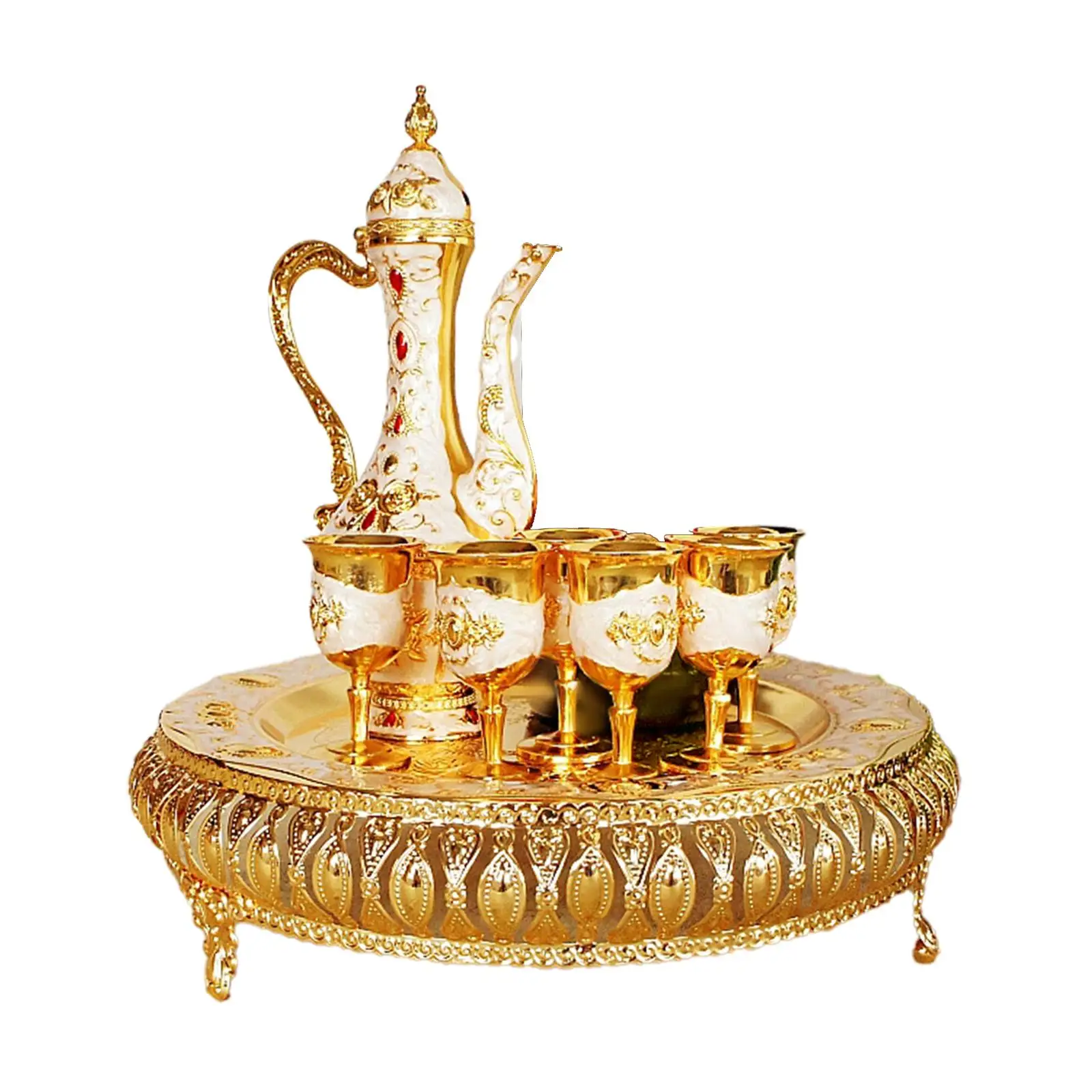 Luxury Vintage Turkish Coffee Pot Set Inset with Crystal for Coffee
