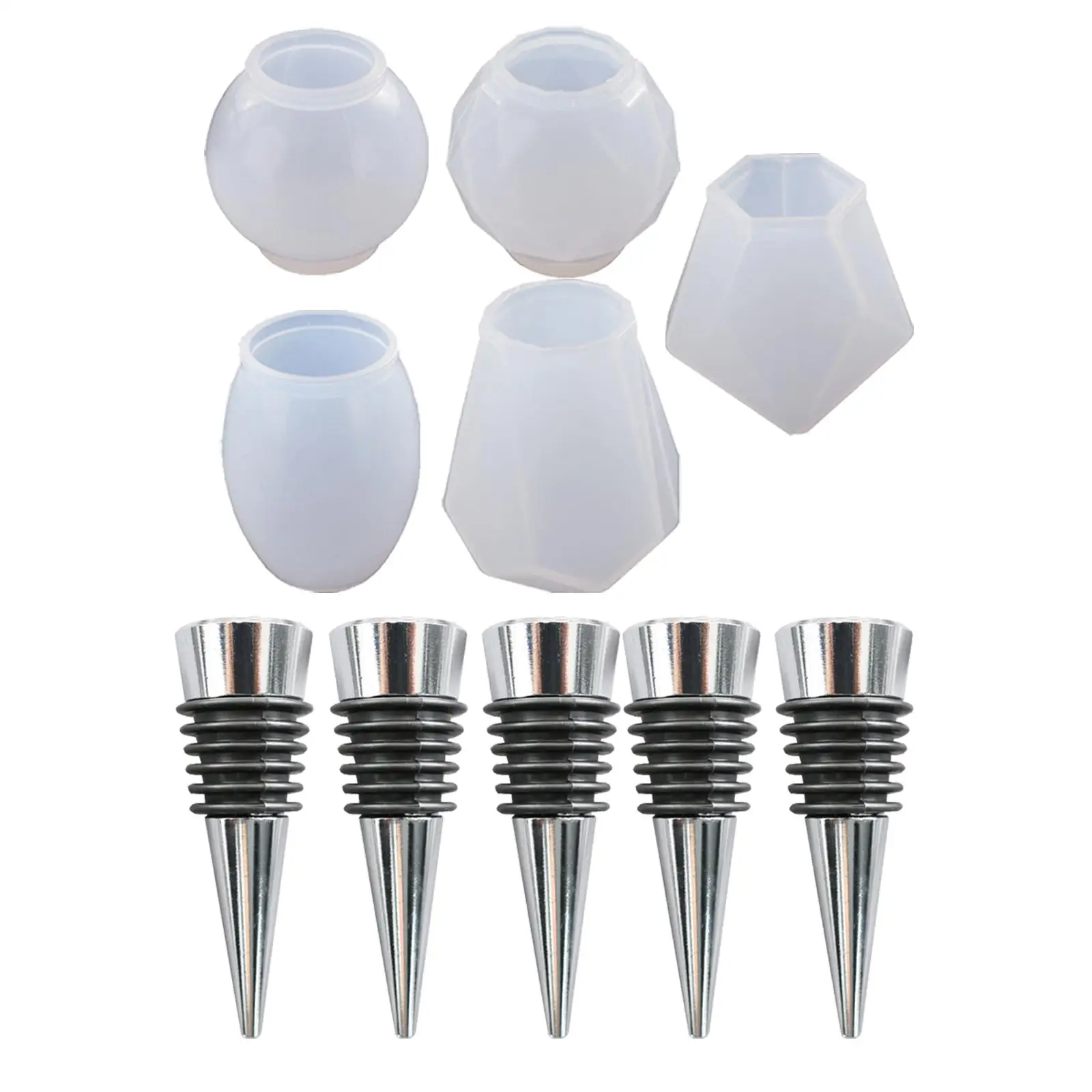 5Pcs Wine Bottle Stopper Silicone Mold  Casting Mould Supplies
