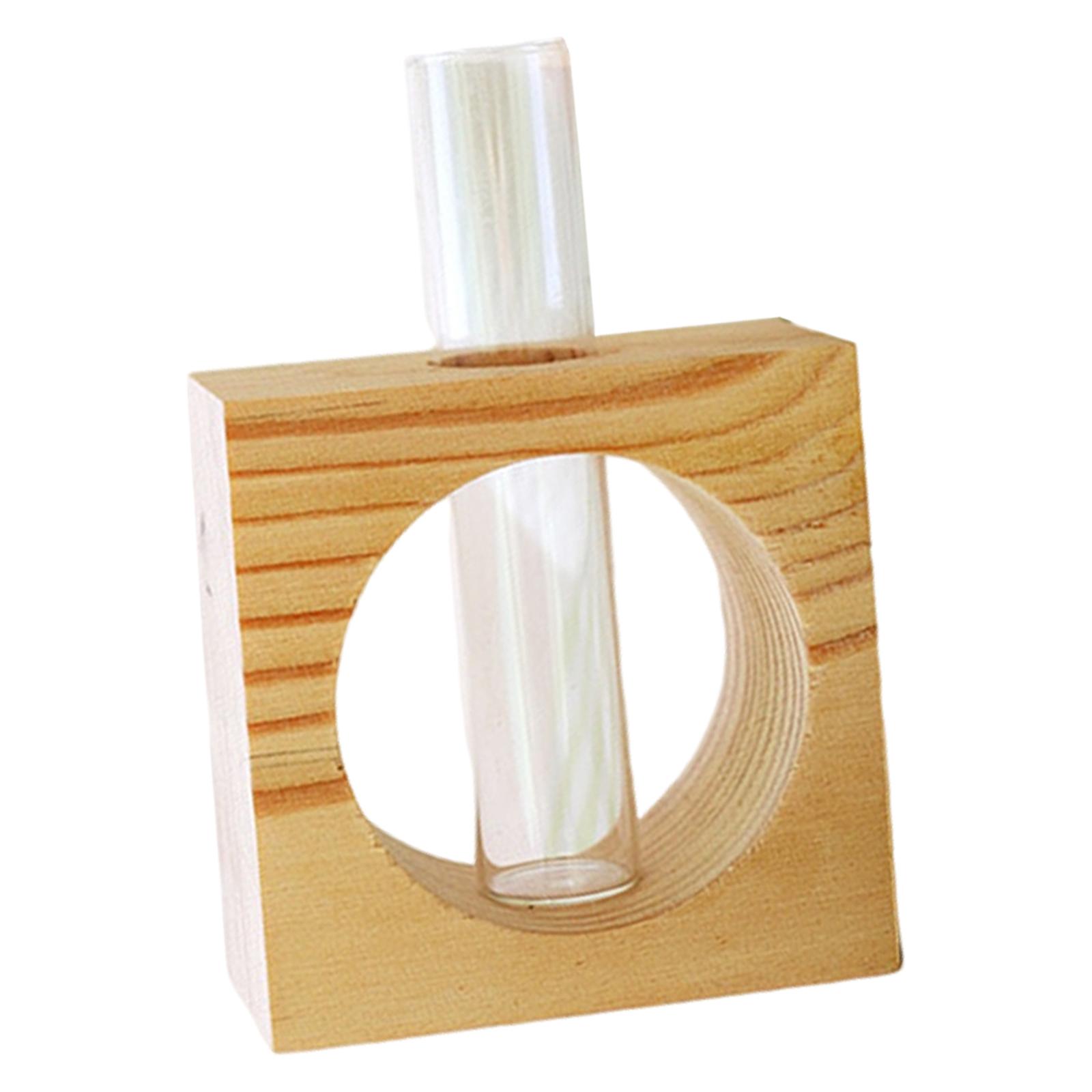 Creative Hydroponics Flowers Vase Transparent Wooden Frame Tabletop Planter for Desktop Shelf TV Cabinet Indoor Outdoor Kitchen