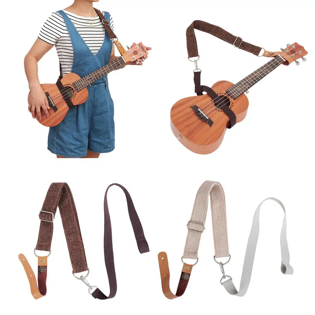 Tooyful Durable Cotton Ukulele Strap Adjustable 4 String Hawaii Guitar Shoulder Belt Without Tail Nail String Instrument Parts