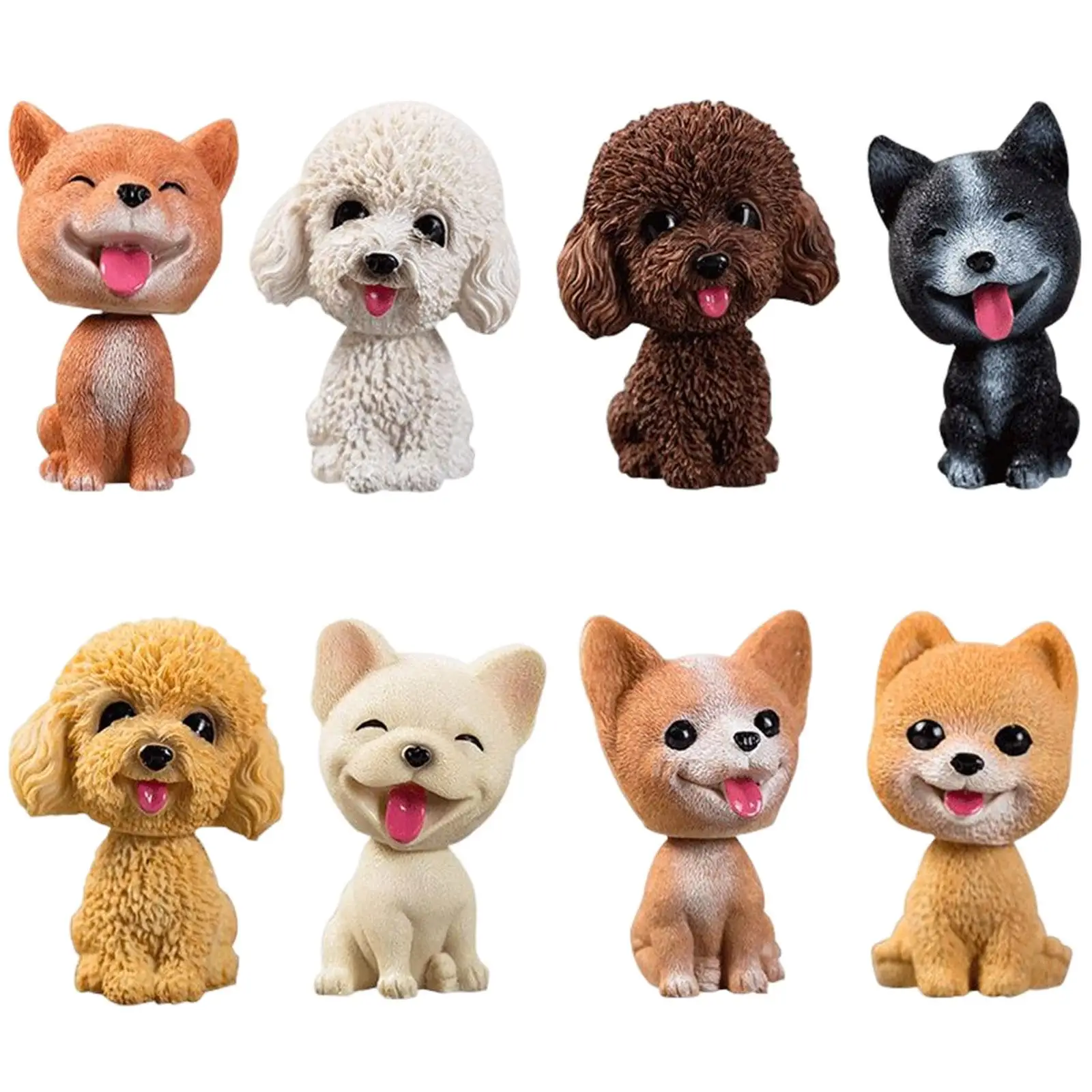 8 Pieces Cute Shaking Head Dog Nodding Dog Bobblehead Dog Dashboard Ornament for Car Interior Office Bedroom Home Decor