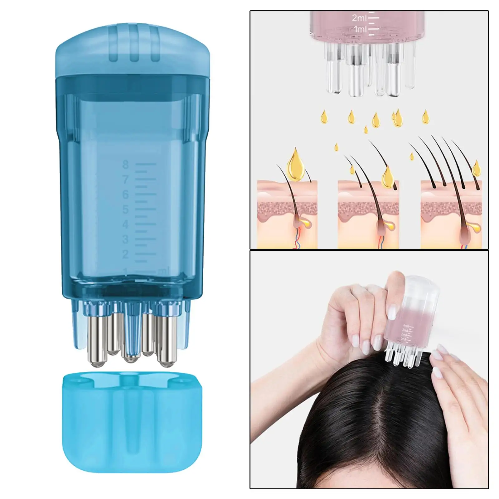 Scalp Applicator Comb 8ml Compact Scalp Head Fluid Brush for Essential Oil