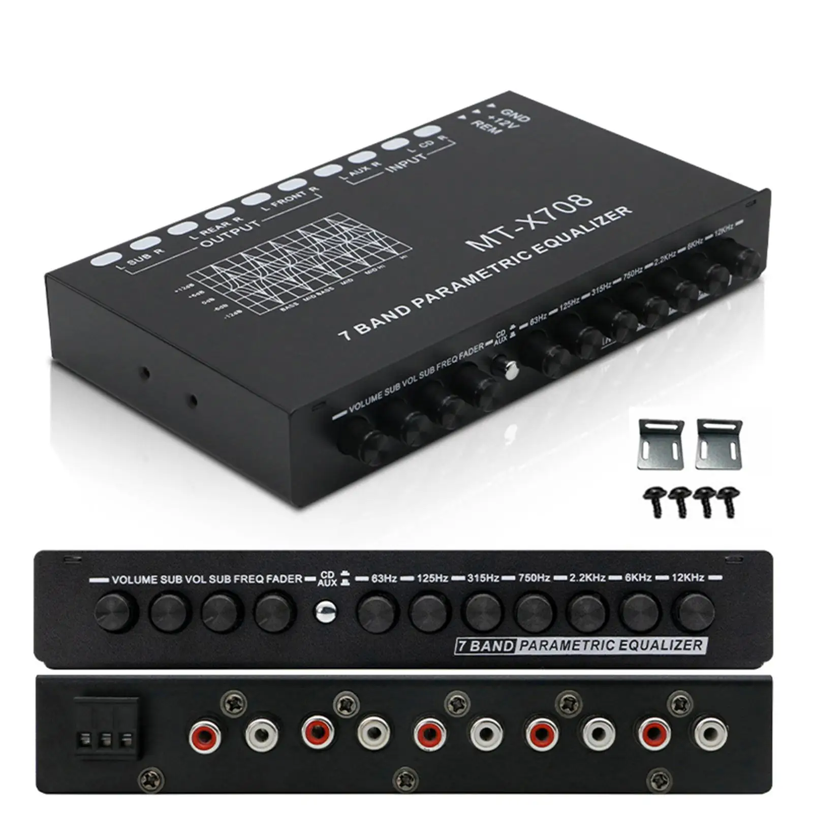 7 Band Car Audio Equalizer with AUX Input Equalizer Amplifier