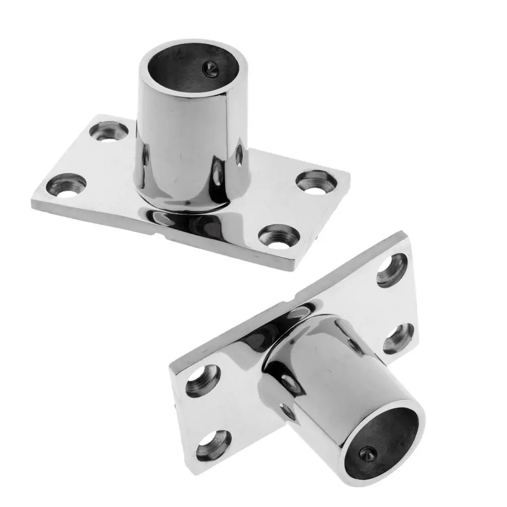 Durable 2x Boat Hand Rail Fitting 90 Deg 1` Stanchion Base Marine Stainless Steel for Kayak Canoe Boat Dinghy Yacht Accessories