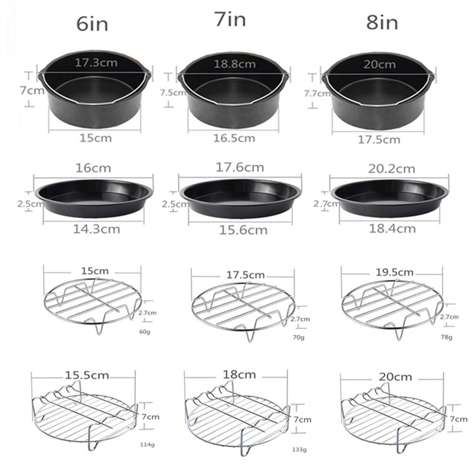 10x Air Fryer Accessories Bread Rack Pizza Pan Single Layer Steaming Rack for Baking Home Cooking