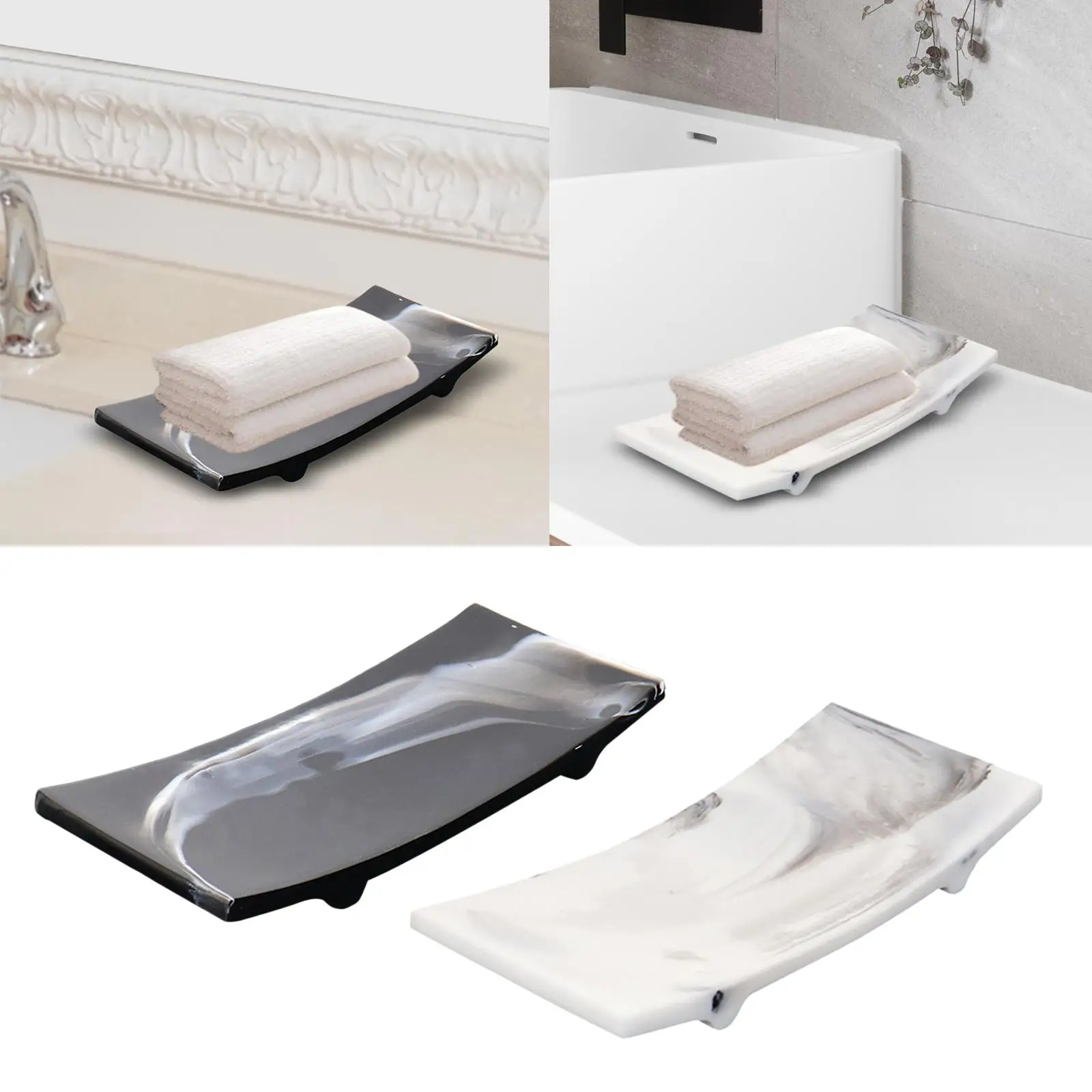 Resin Decorative Tray Bathroom Tray Towel Perfume Holder Durable for Coffee Table Elegant Design Practical Gift Trinket Tray