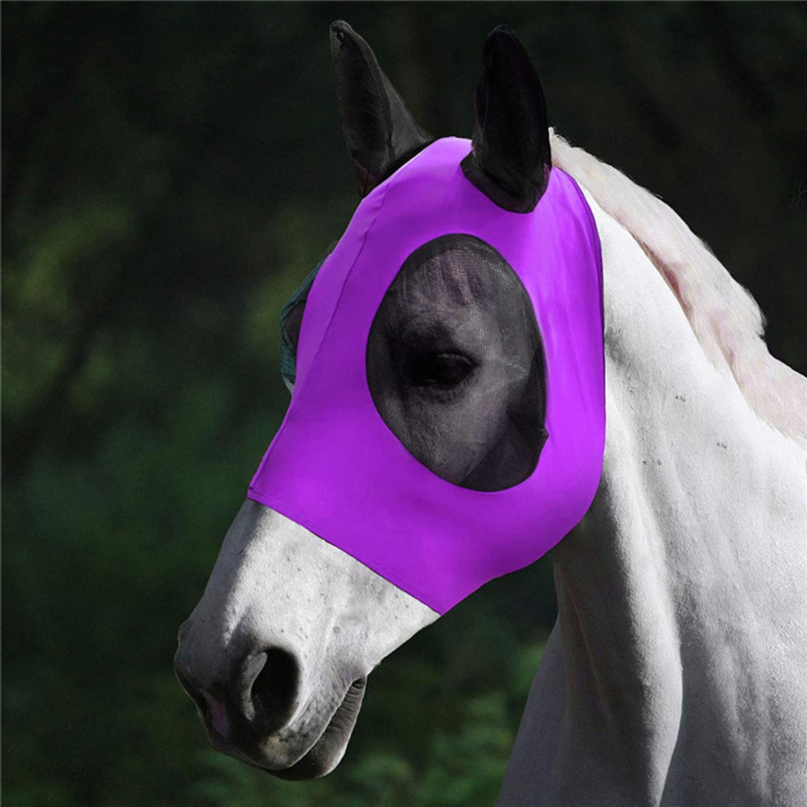 Horse Fly Mask Mesh Veil Horses Mask with Ears Cover Headwear Equine Care