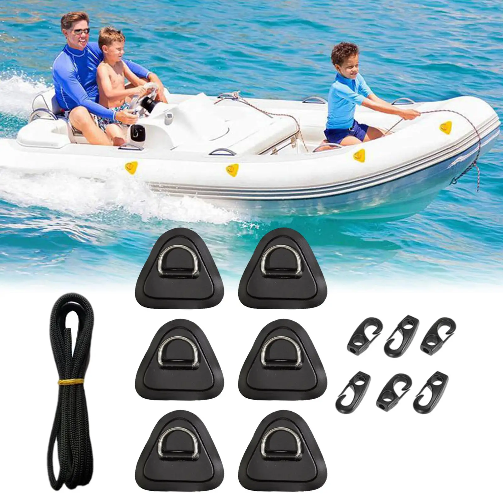 6x PVC , Deck Rigging D  Pad, for Surfboard Thigh Straps Inflatable Boat