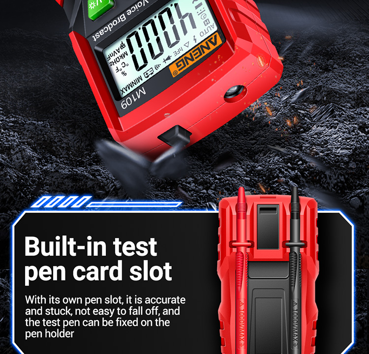 ANENG M109 Smart Multimeter Tester AC/DC Voltage Voice Broadcast Meter NCV Capacitance Continuity Professional Electrical Tools