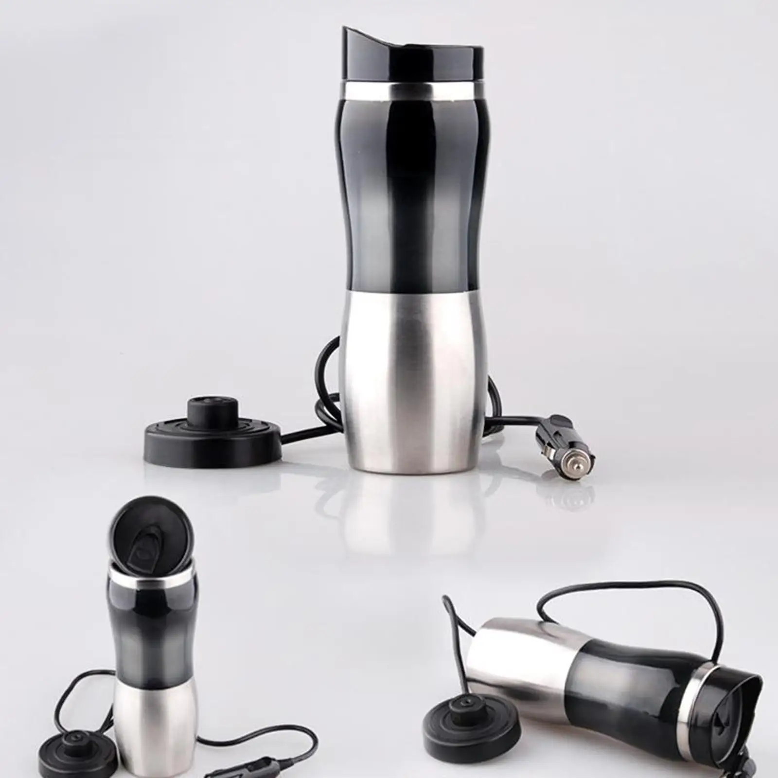  Kettle/ 12V 400ml/ Portable /Stainless Steel/ Electric Car Water Heater/ Auto Heating Bottle for Hot Water Coffee Making Milk