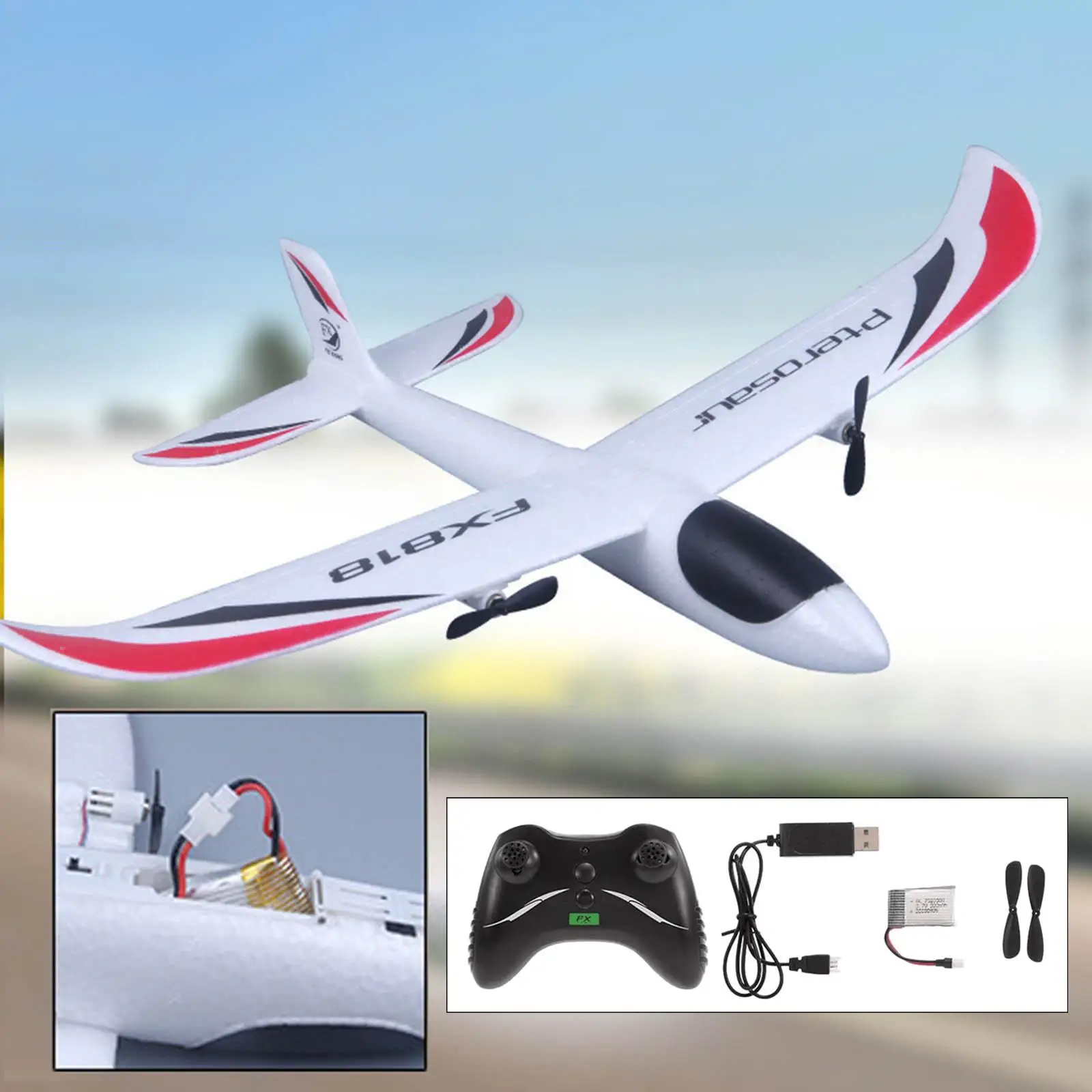 4 Channel Remote Control Glider Toys Drone FX-818 RC Airplane