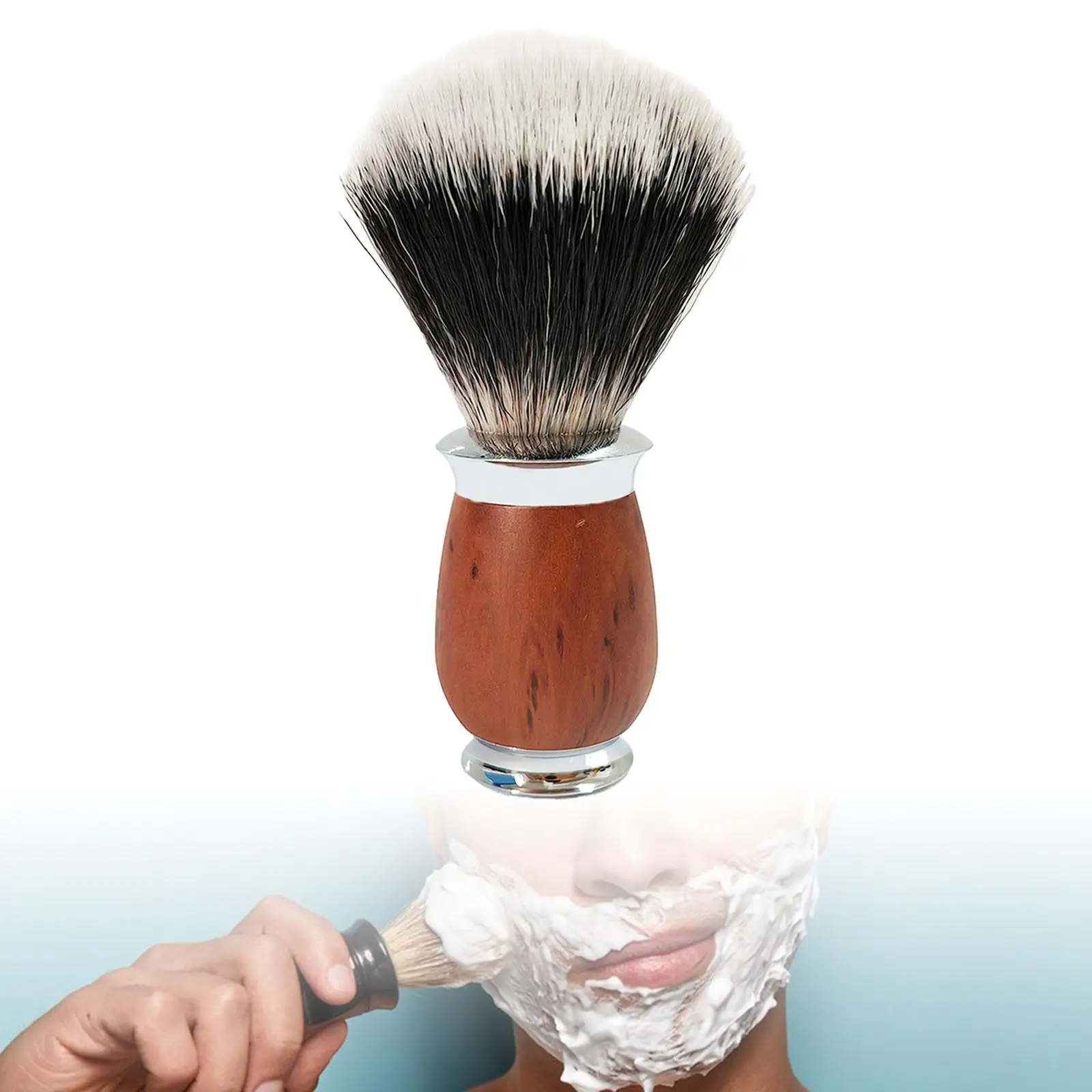 Men Shaving Brush Classic Shave Accessory Facial Beard Cleaning Wood Handle Hair Salon Shave Brush for Men Dad Boyfriend Husband