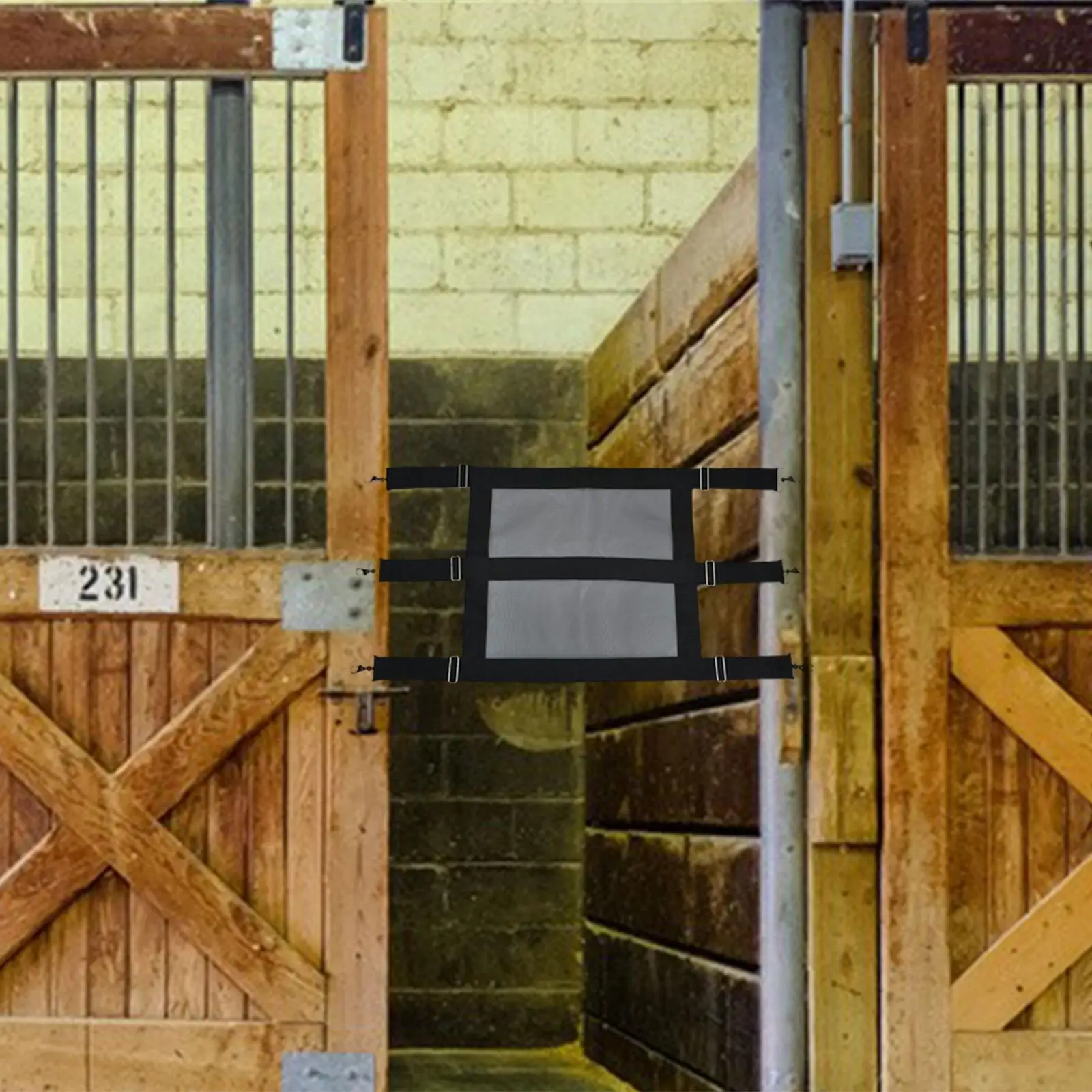 Large Horse Stall Guard Straps Black Hardware Mesh Air Flow Adjustable Barn
