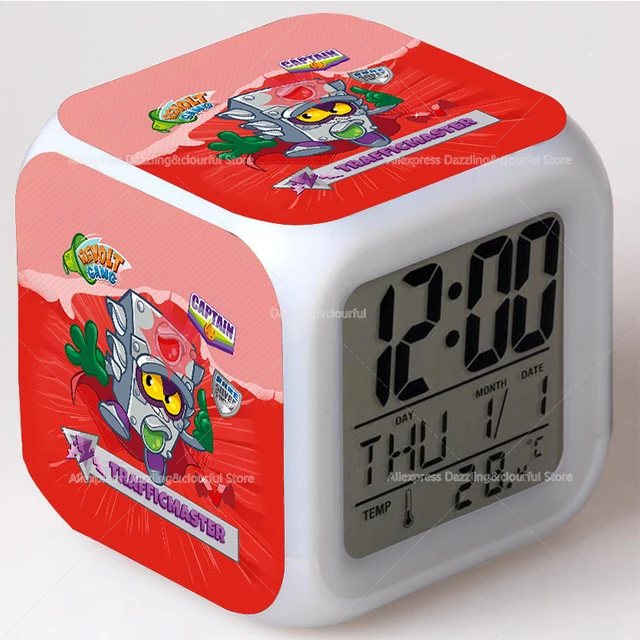 Superthings 9 Guardians of Kazoom Alarm Clock Super Zings 7 Colors Change  Touch Light Toys Action Figures for Boys Kids Gifts