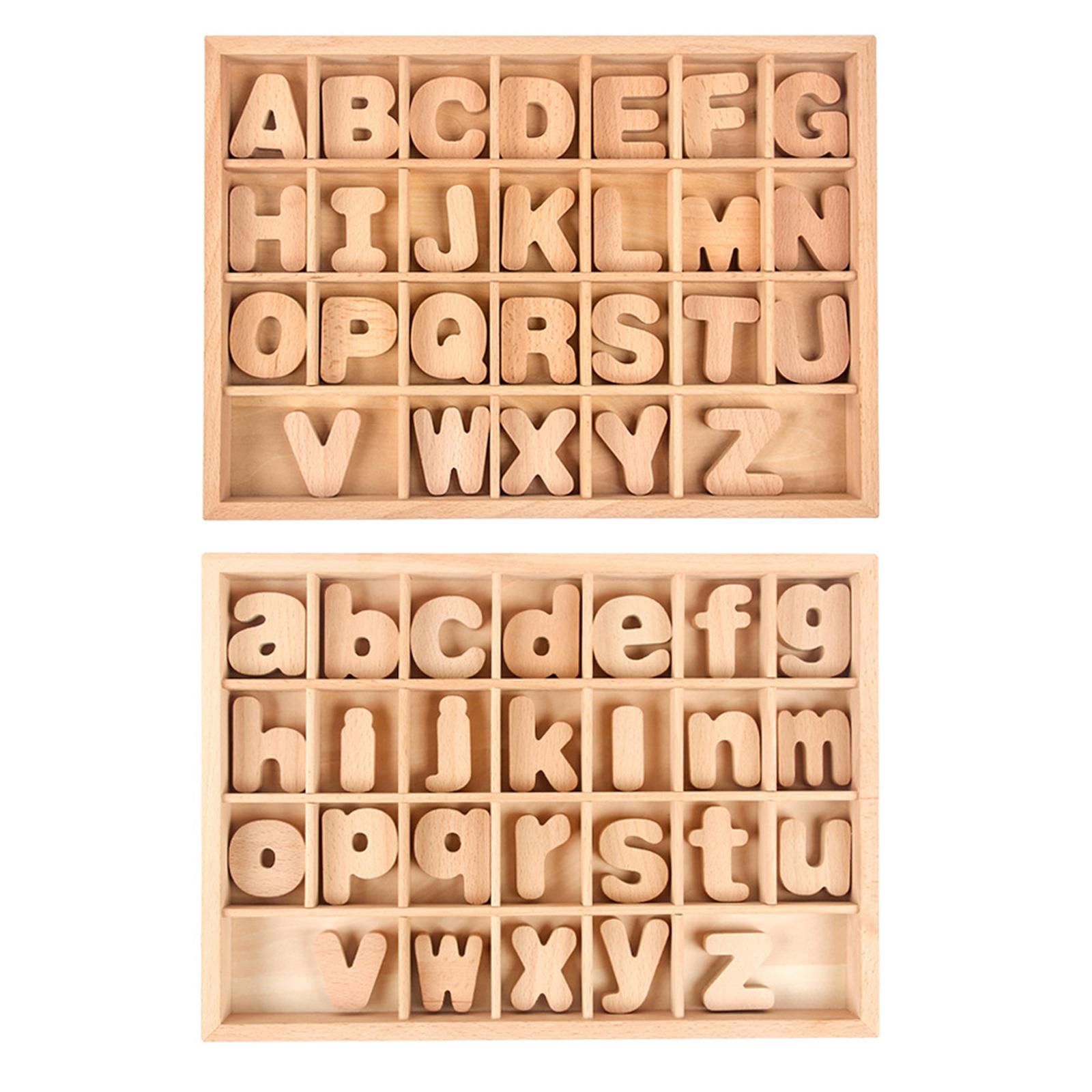 Wood Alphabet Letter Blocks Montessori Toys Teaching Aids for Children Baby