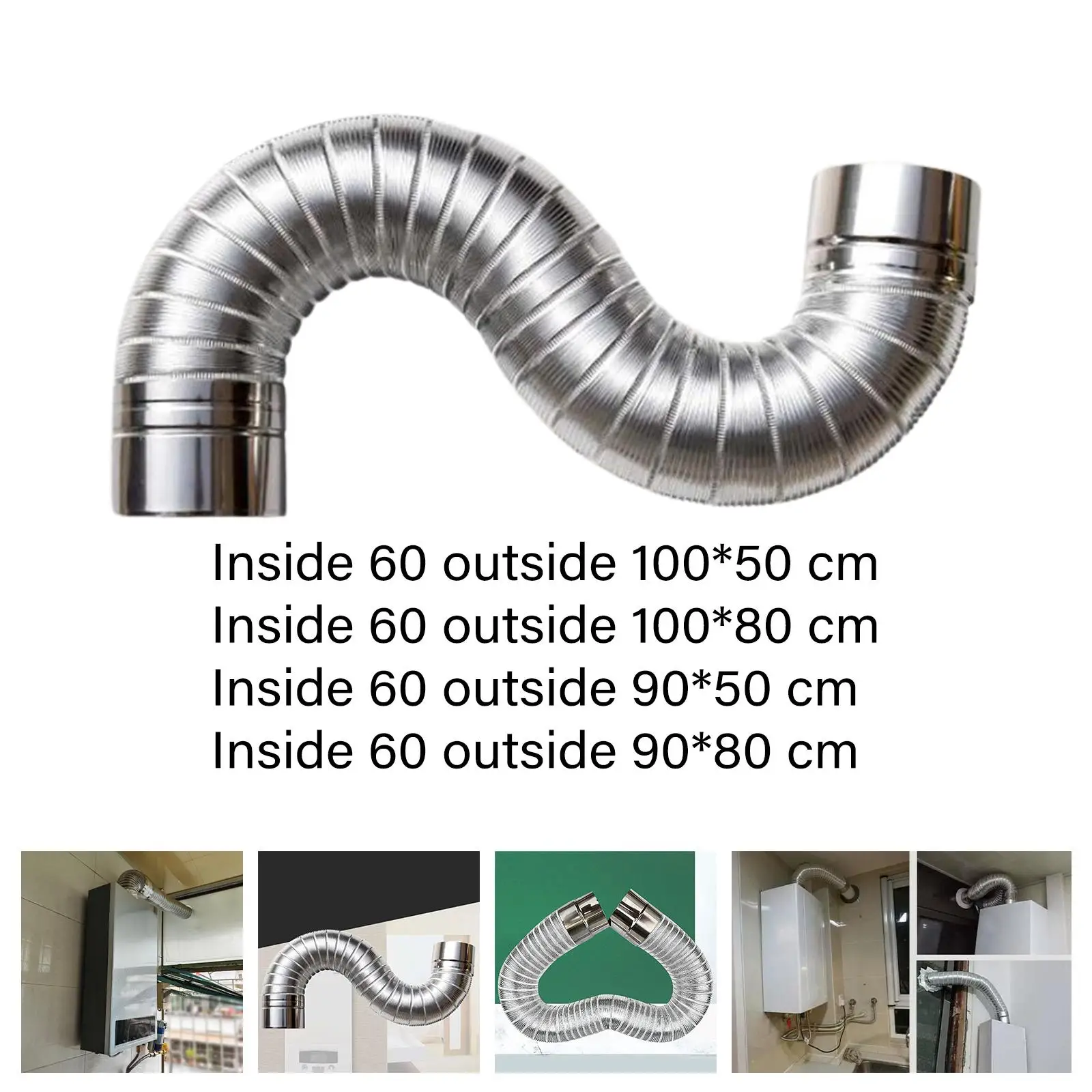 Flue Extension Tube Boiler Water Heater Exhaust Pipe Fireplace Stainless Steel Parts Elbow Chimney Wood Log Burning Stove