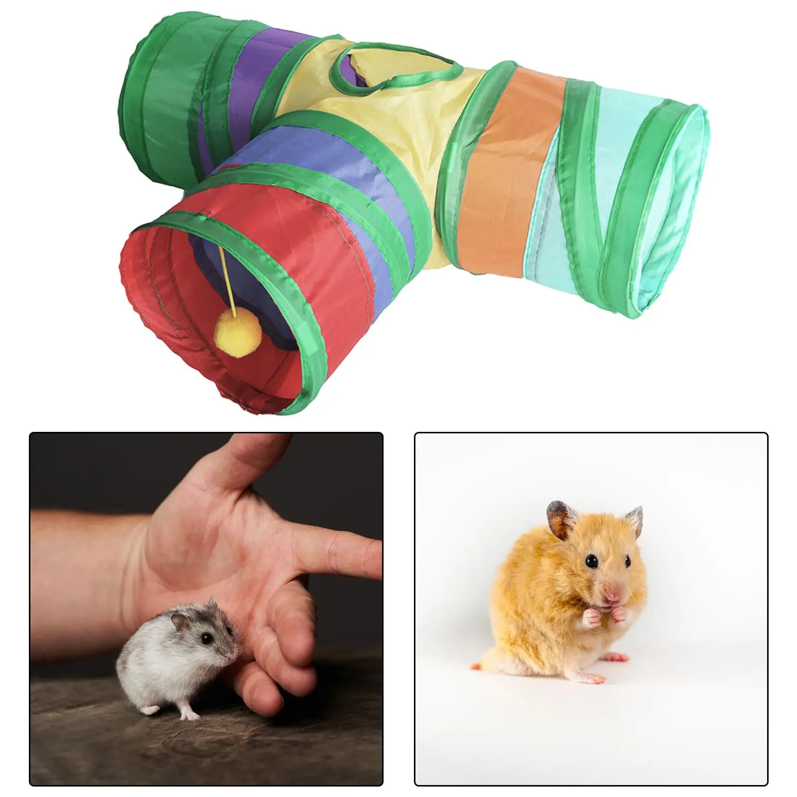 Guinea Pig Tunnel Rabbit Hideout Foldable 3 Tubes for Hedgehog, Rat, Hamster