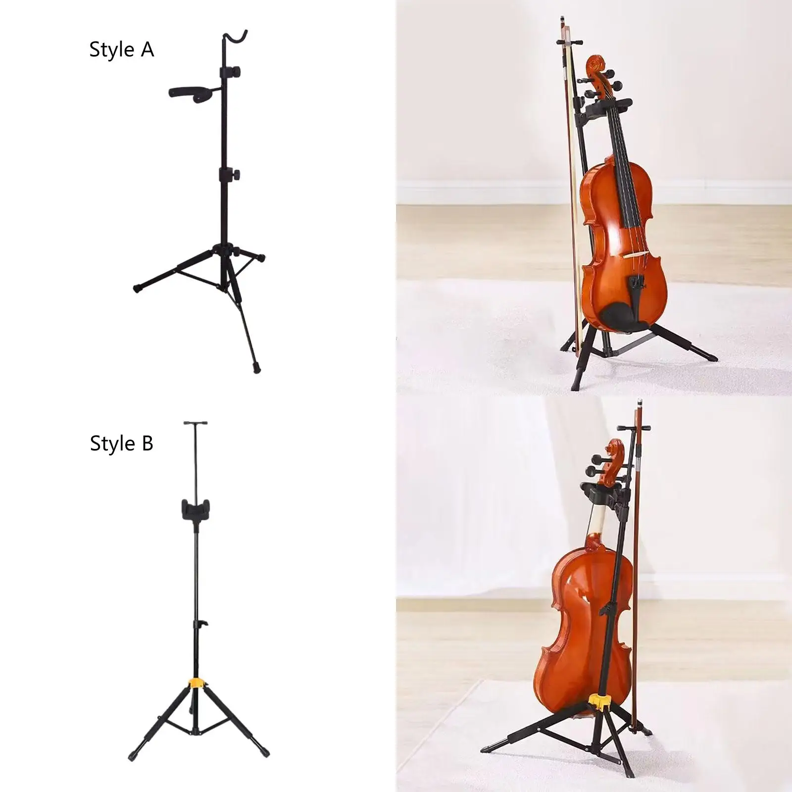 Violin Floor Stand Violin Accessories Adjustable Holder Folding Tripod Floor