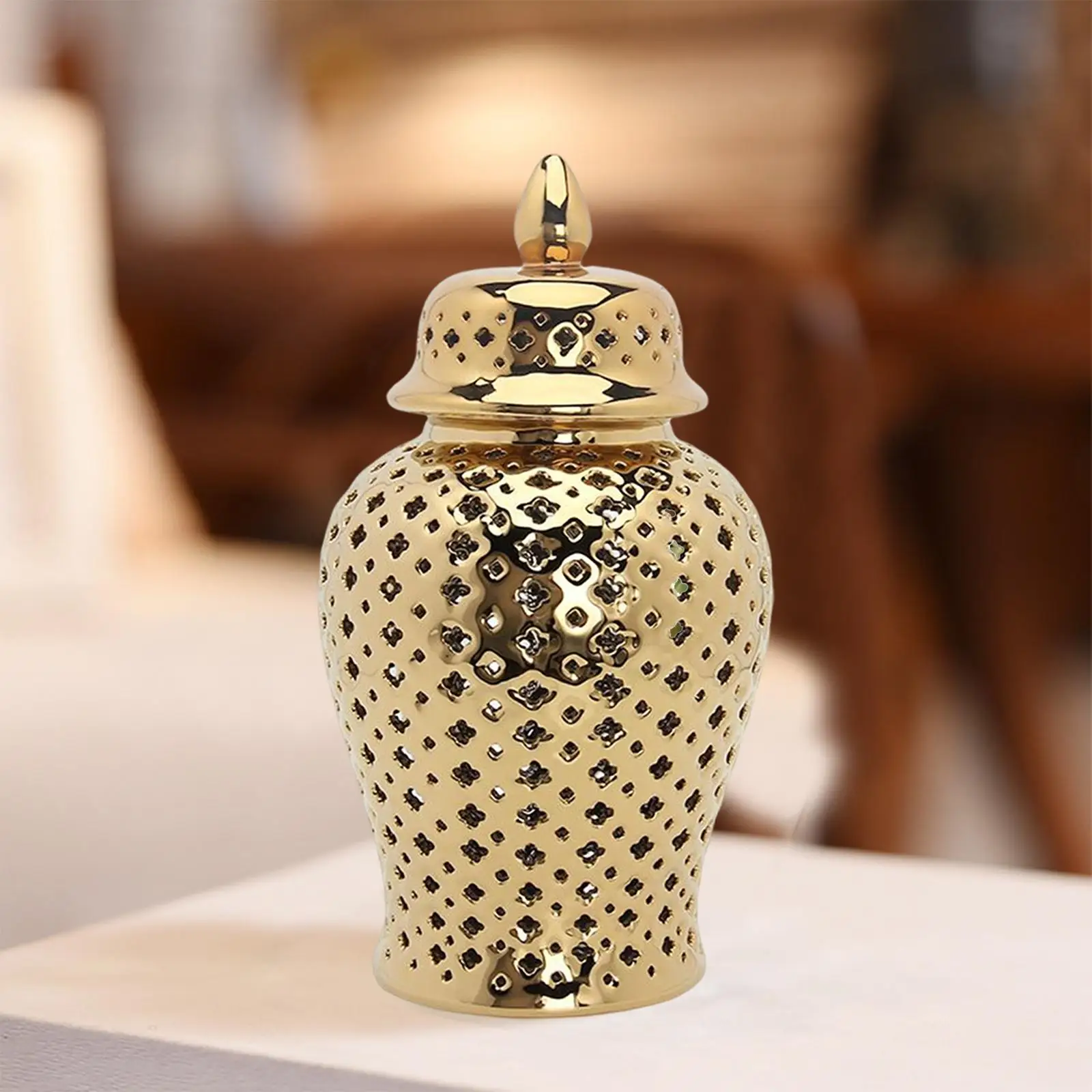 Traditional Ceramic Ginger Jar Decorative Temple Jars Porcelain Jar with Lid