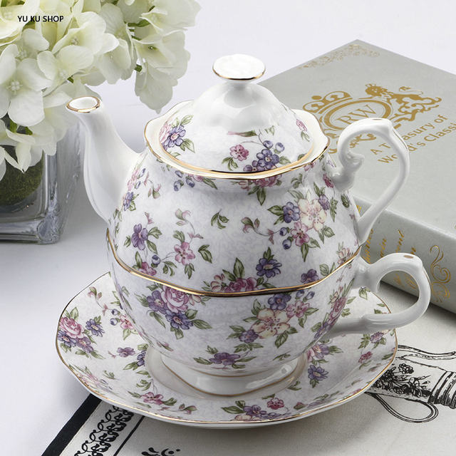 Rice Gold Rose Tea Set 800ml Bone China Teapot Coffee Cup Saucer Set  Afternoon Tea Cup 225ml Drink Cup Kitchen Bar Supplies - Teaware Sets -  AliExpress