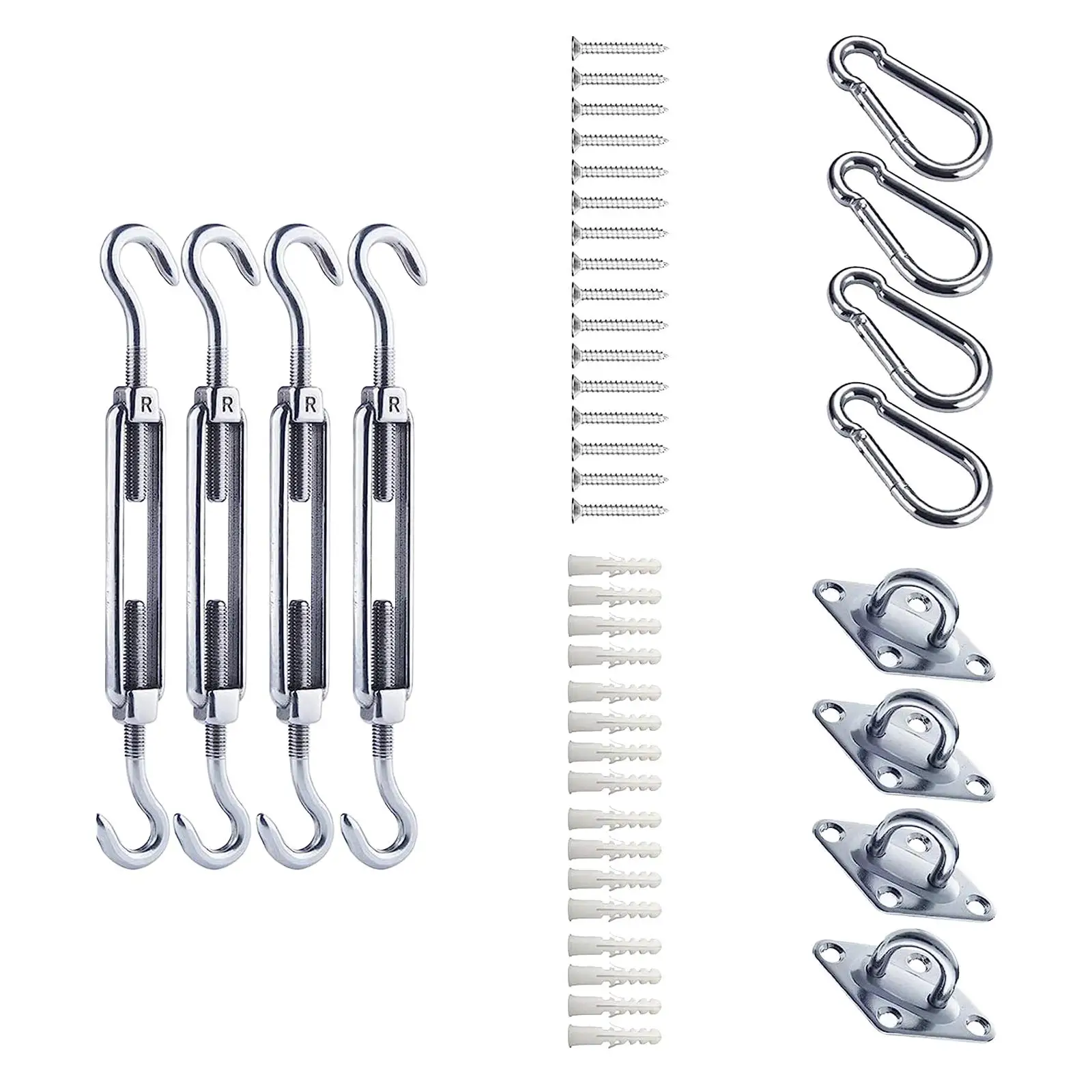 Canopy Installation Kits Stainless Steel Metal Sail Shade Hardware Kits Awning Attachment Set for Deck Lawn Patio